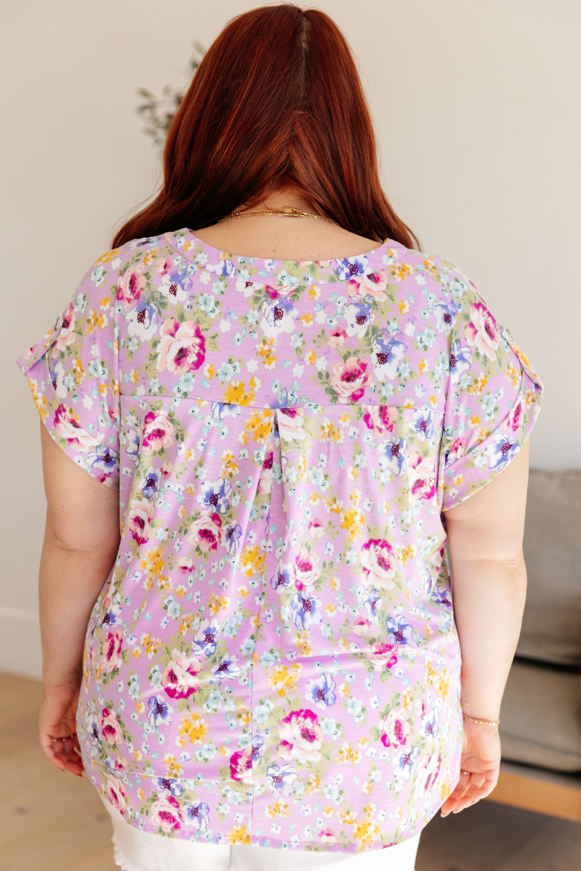 Lizzy Cap Sleeve Top in Lavender and Magenta Floral - Hey Hunni LLC