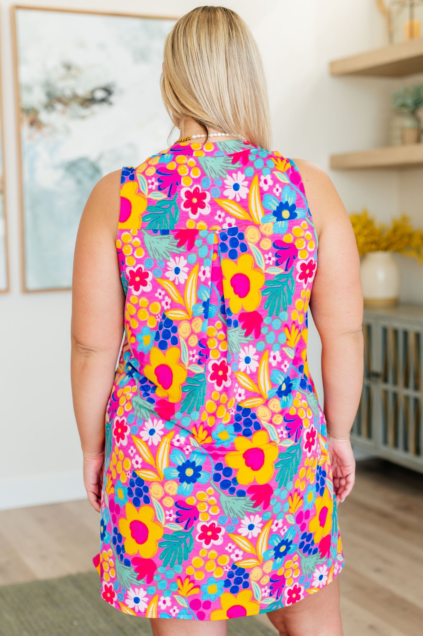 Lizzy Tank Dress in Hot Pink Mixed Floral - Hey Hunni LLC