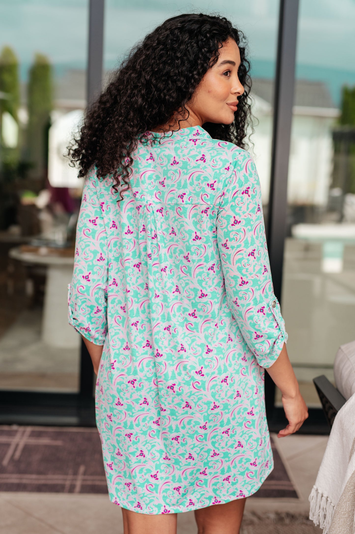 Lizzy Dress in Mint and Magenta - Hey Hunni LLC