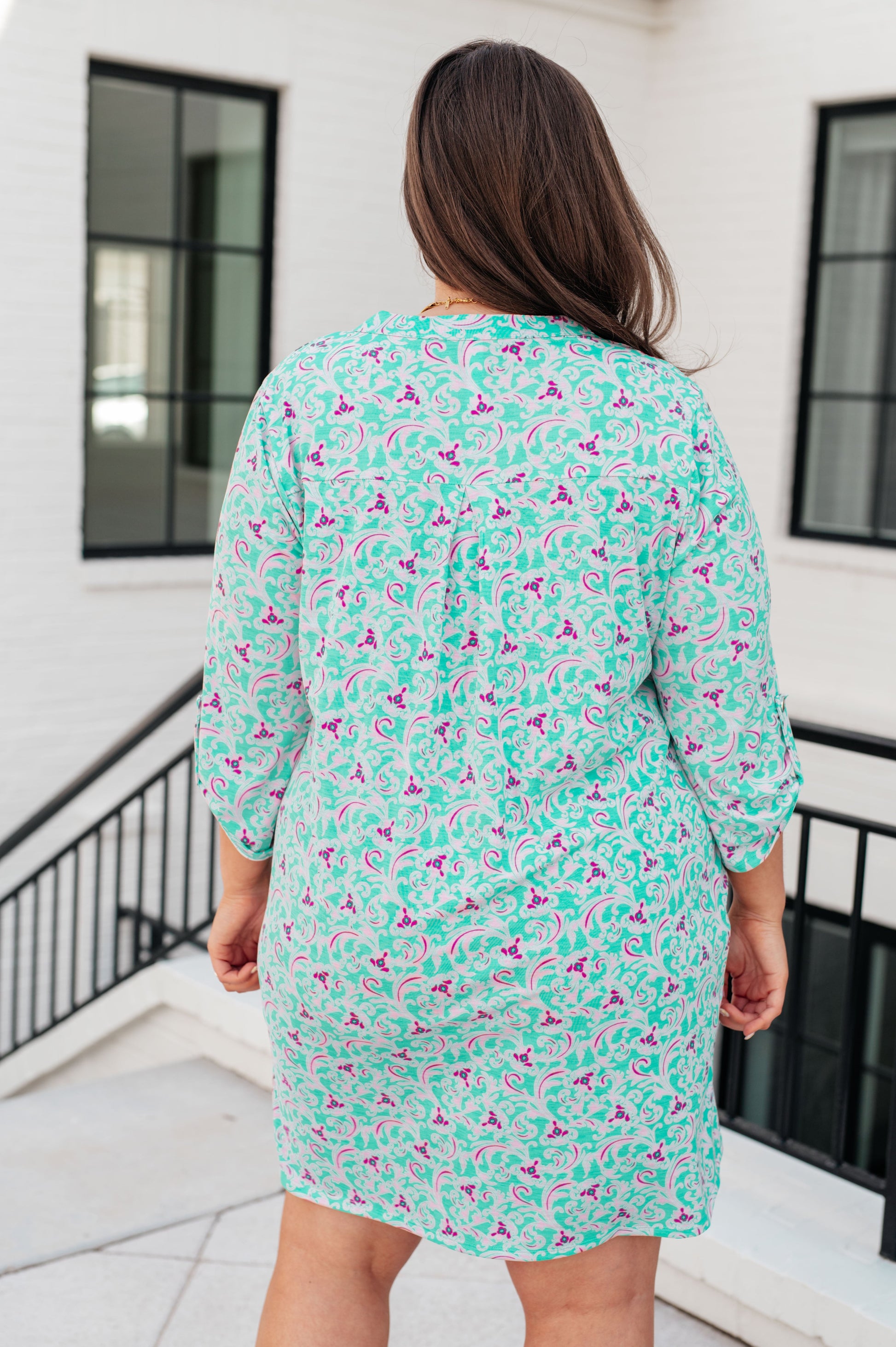 Lizzy Dress in Mint and Magenta - Hey Hunni LLC