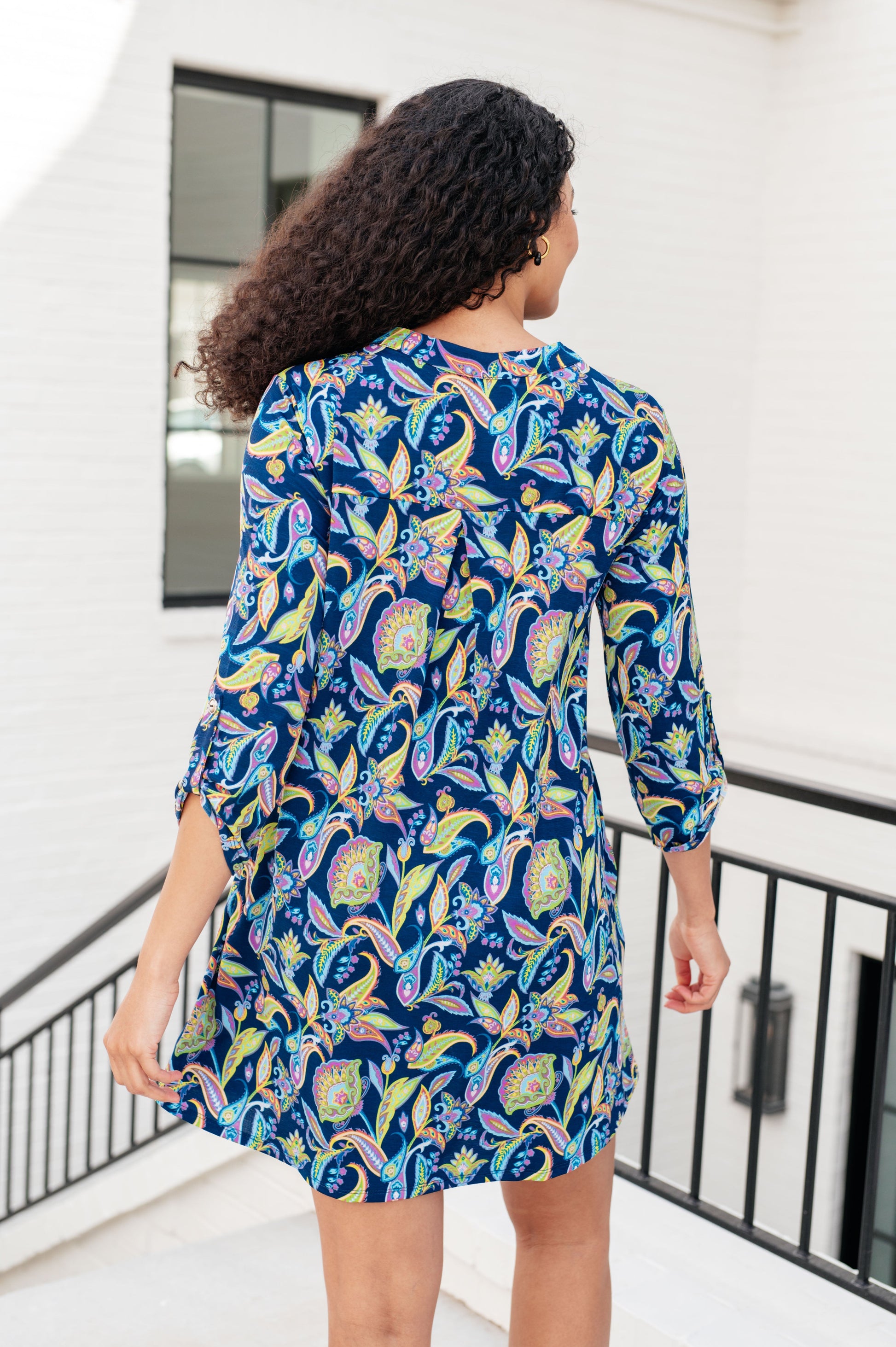 Lizzy Dress in Navy and Bright Paisley Floral - Hey Hunni LLC