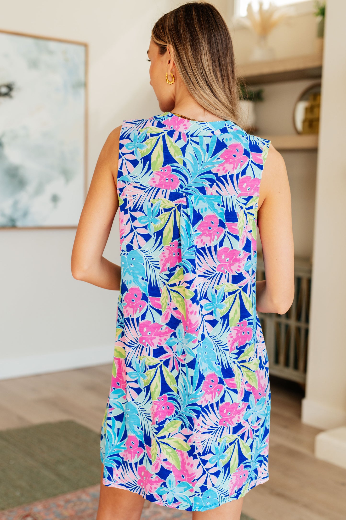 Lizzy Tank Dress in Royal Tropical Floral - Hey Hunni LLC