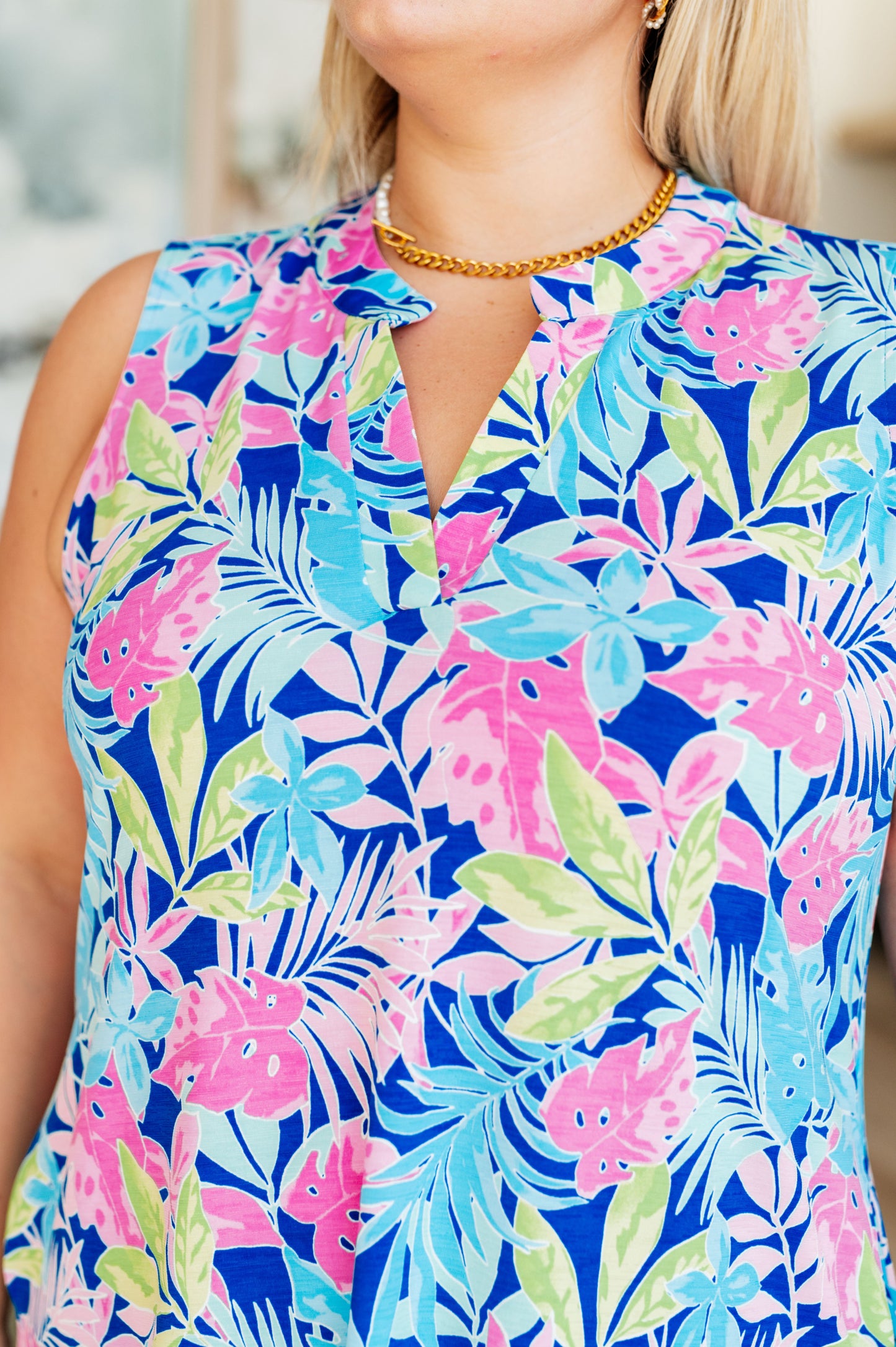 Lizzy Tank Dress in Royal Tropical Floral - Hey Hunni LLC