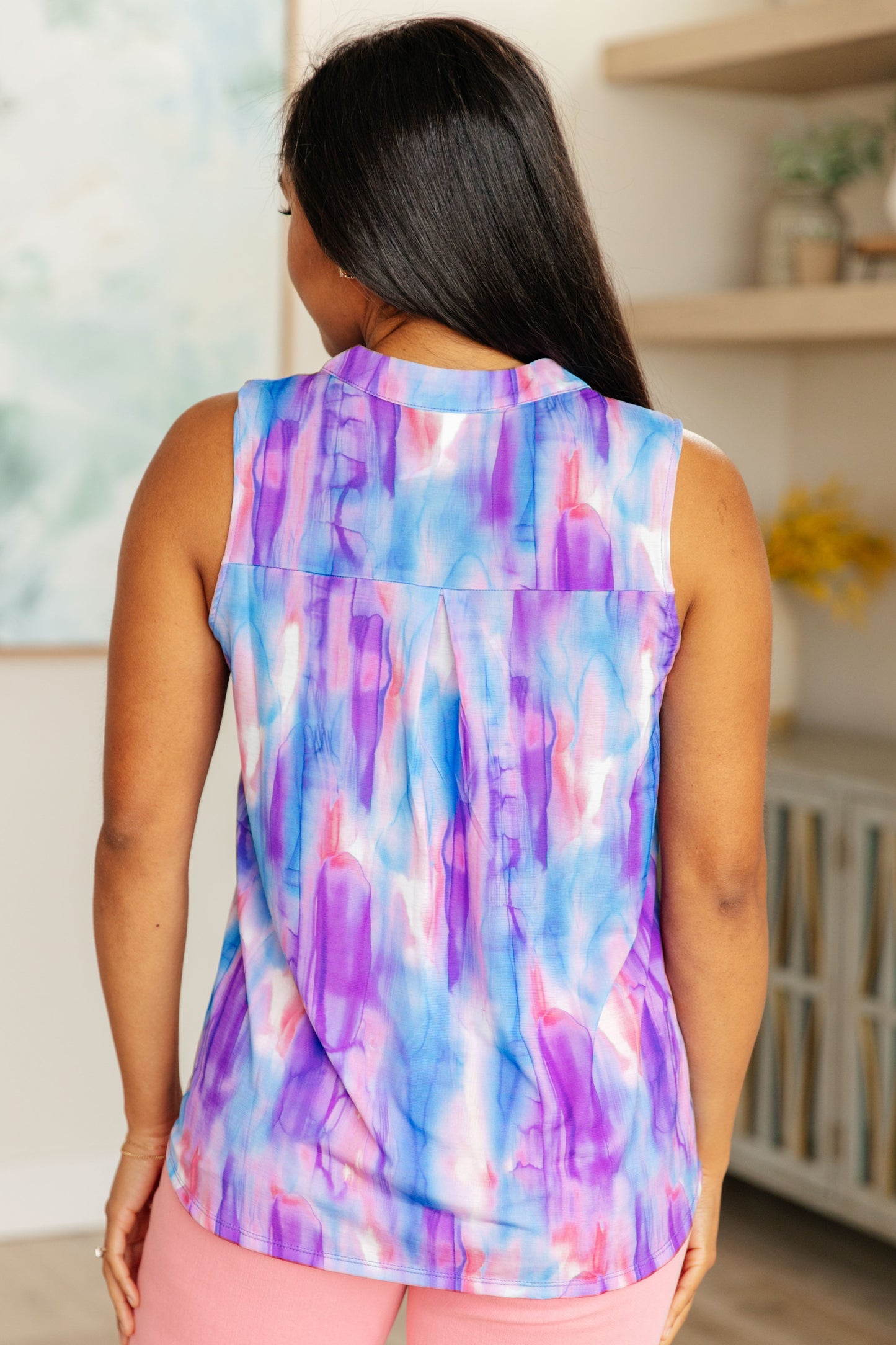 Lizzy Tank Top in Lavender and Blue Watercolor - Hey Hunni LLC