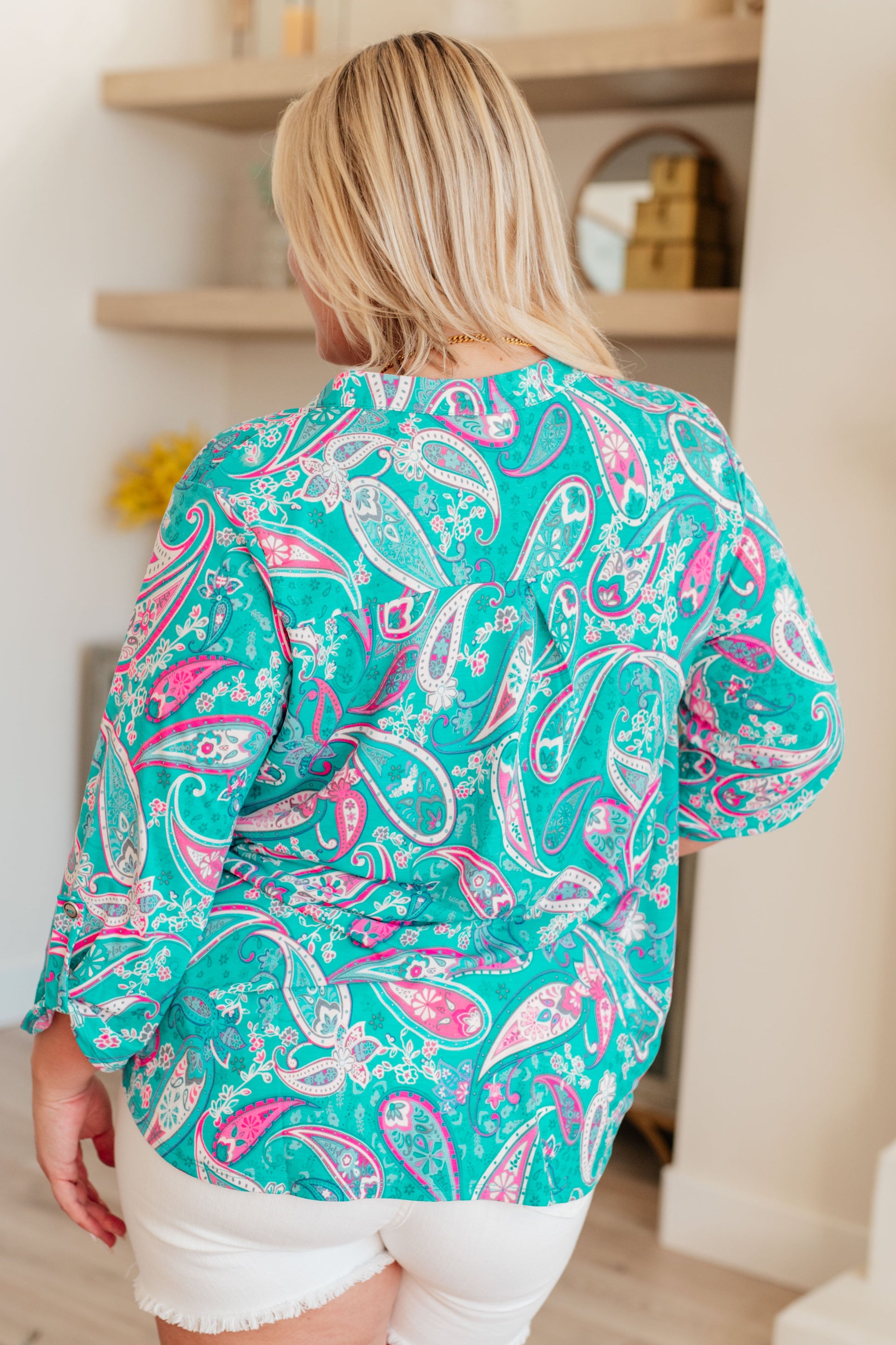 Lizzy Top in Aqua and Pink Paisley - Hey Hunni LLC