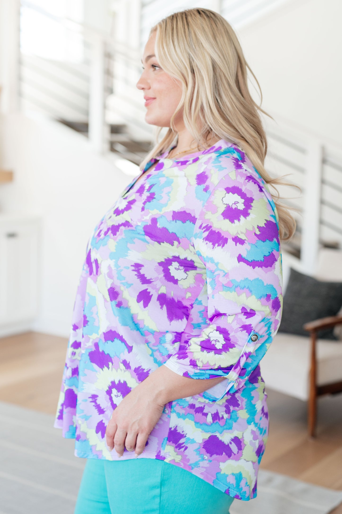 Lizzy Top in Lavender and Purple Brush Strokes - Hey Hunni LLC