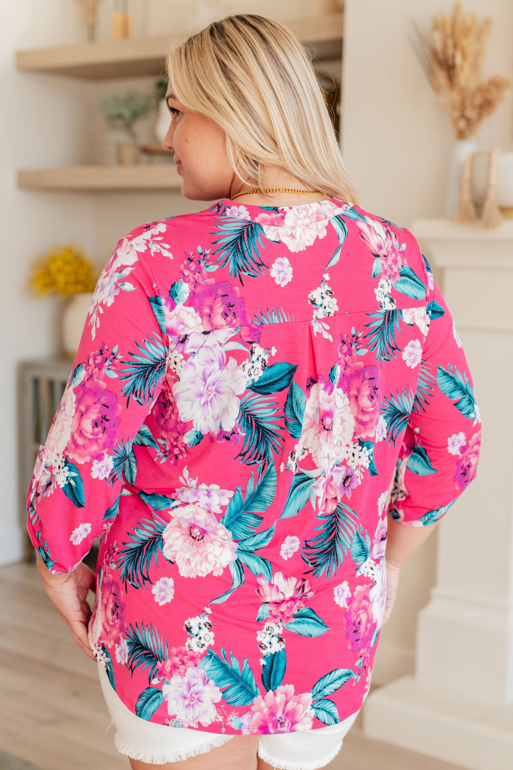 Lizzy Top in Magenta and Teal Tropical Floral - Hey Hunni LLC