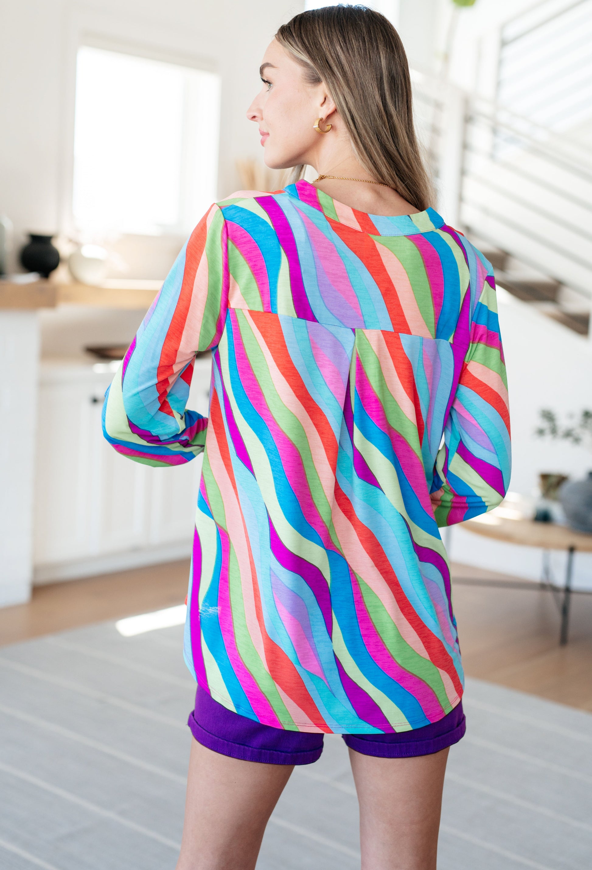 Lizzy Top in Multi Mod Stripe - Hey Hunni LLC