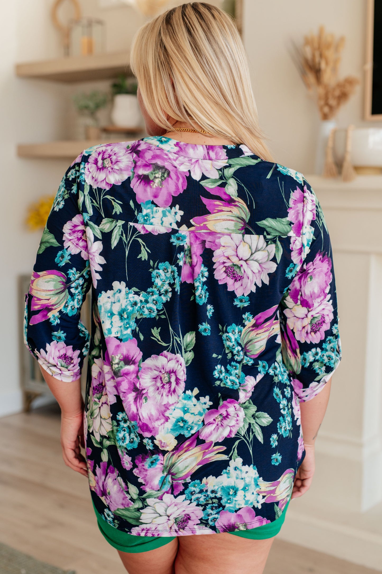 Lizzy Top in Navy and Purple Floral - Hey Hunni LLC