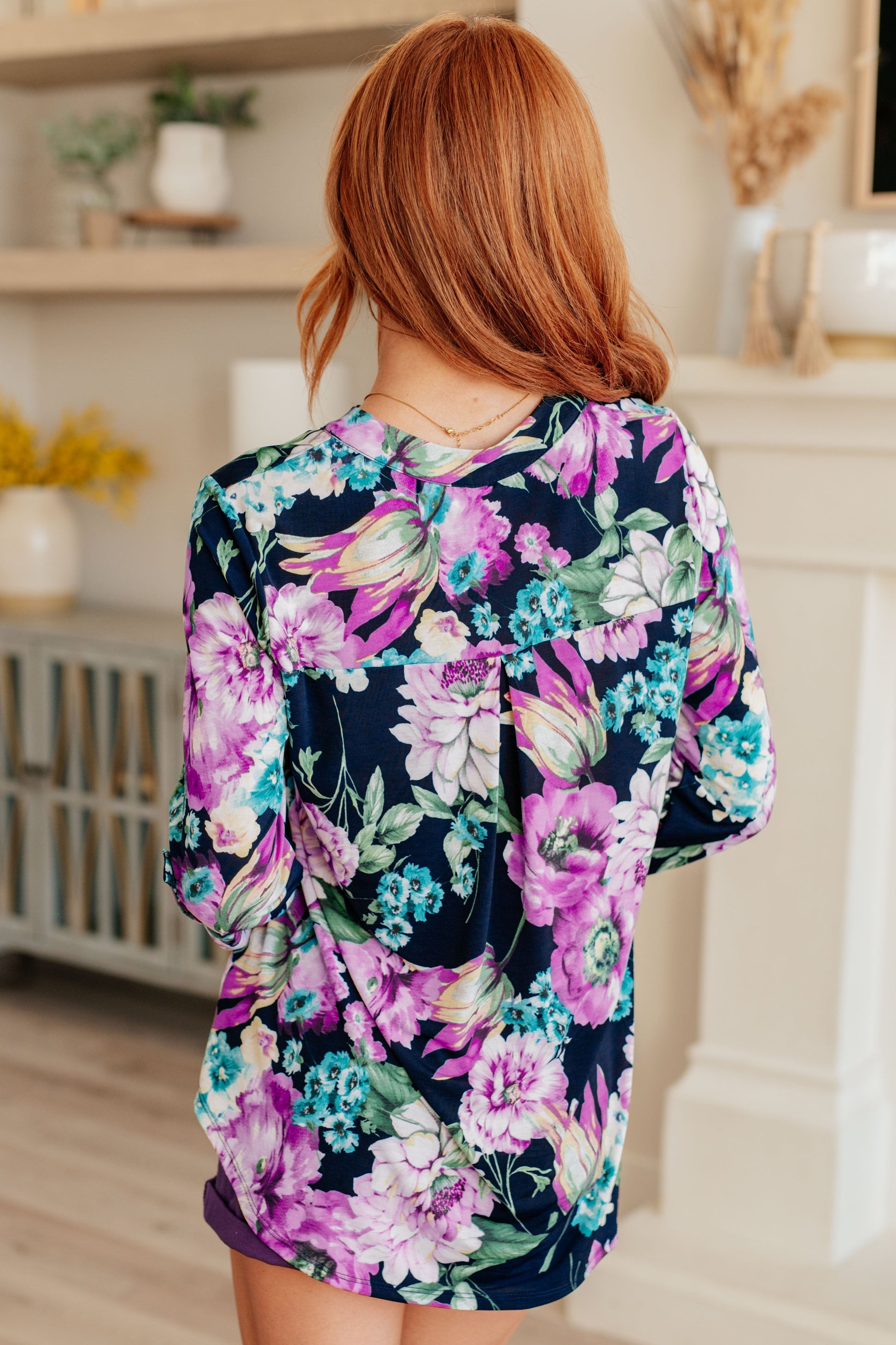 Lizzy Top in Navy and Purple Floral - Hey Hunni LLC