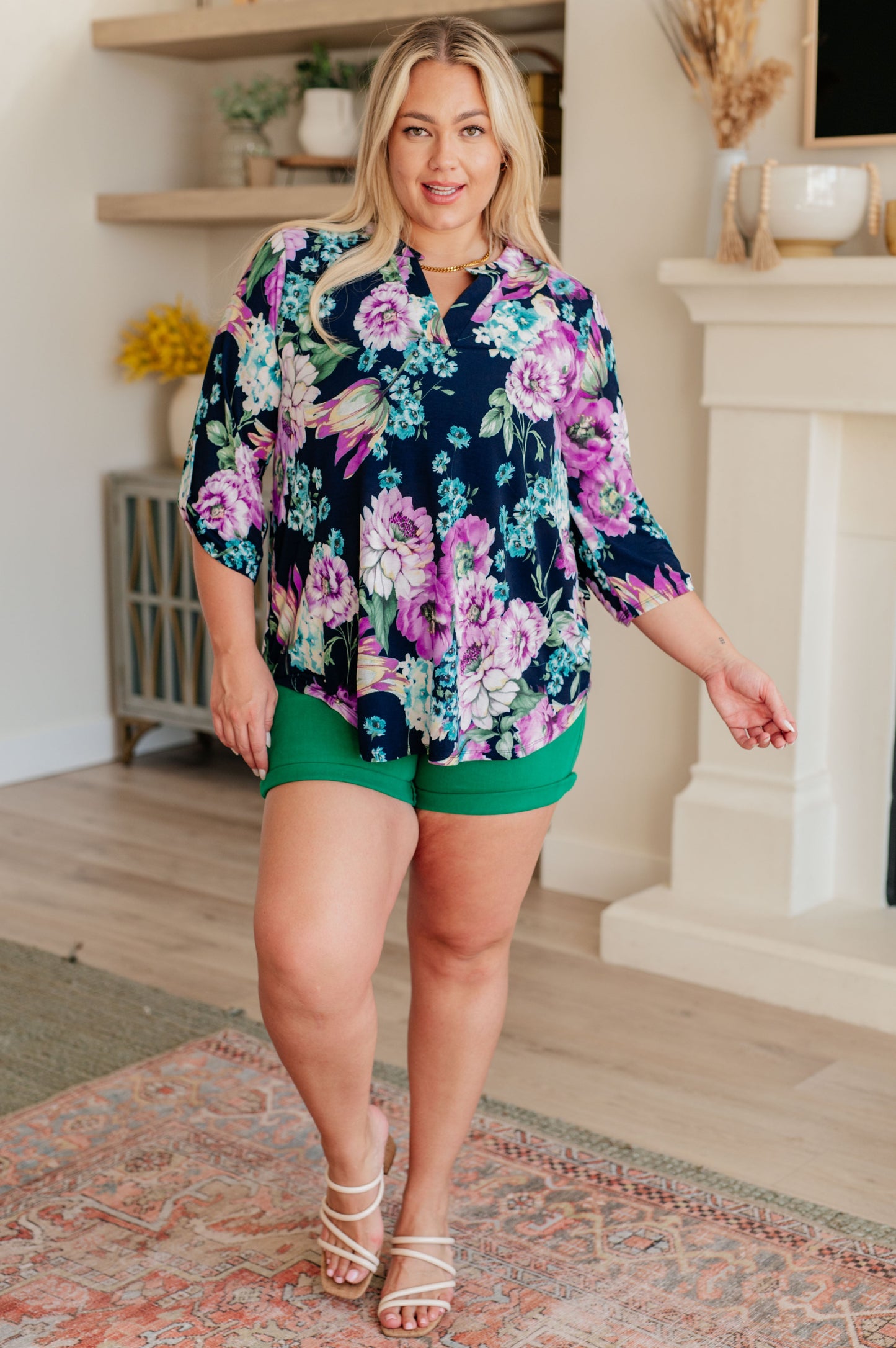 Lizzy Top in Navy and Purple Floral - Hey Hunni LLC