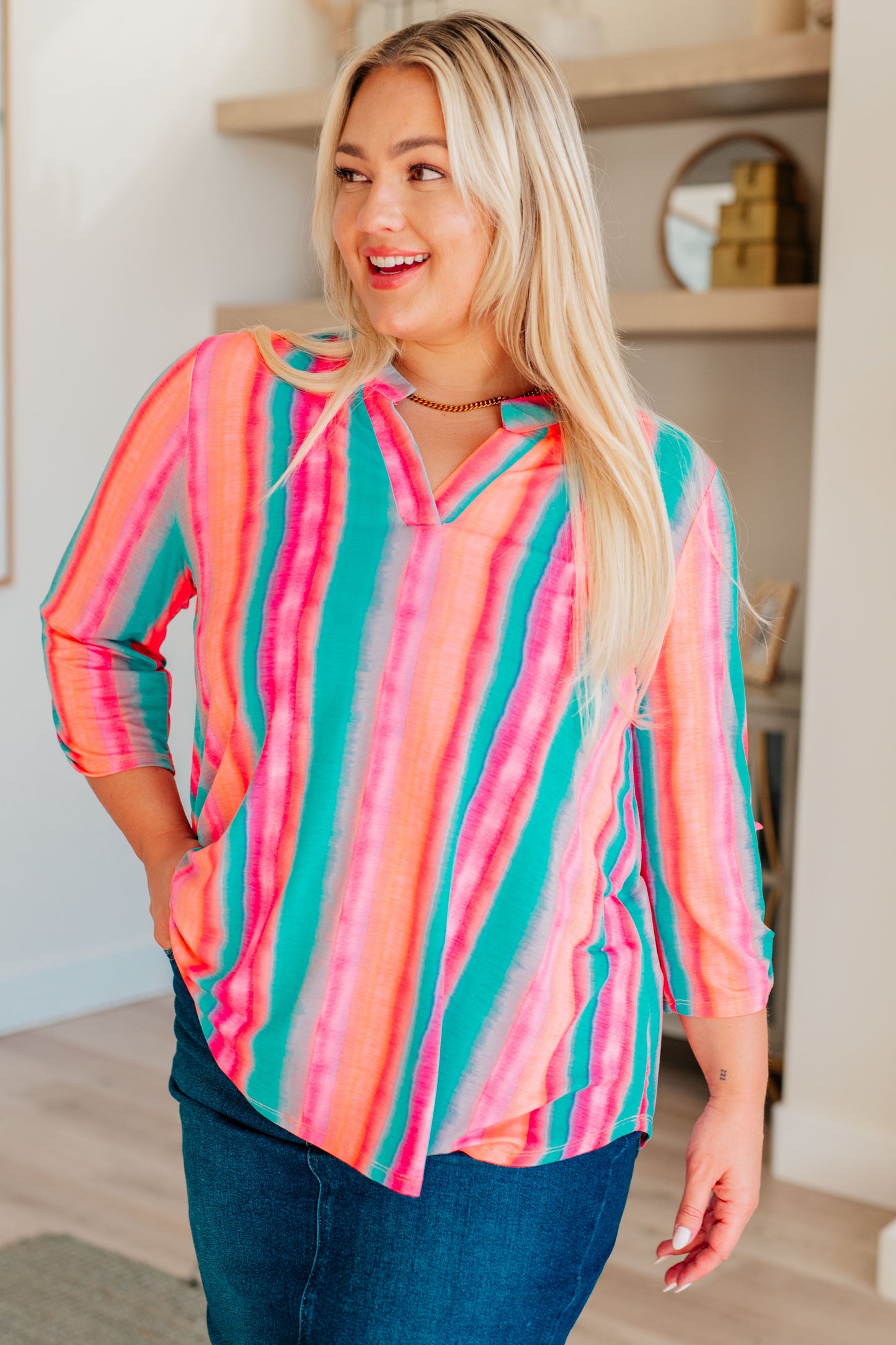 Lizzy Top in Ombre Mint Stripe - Hey Hunni LLC