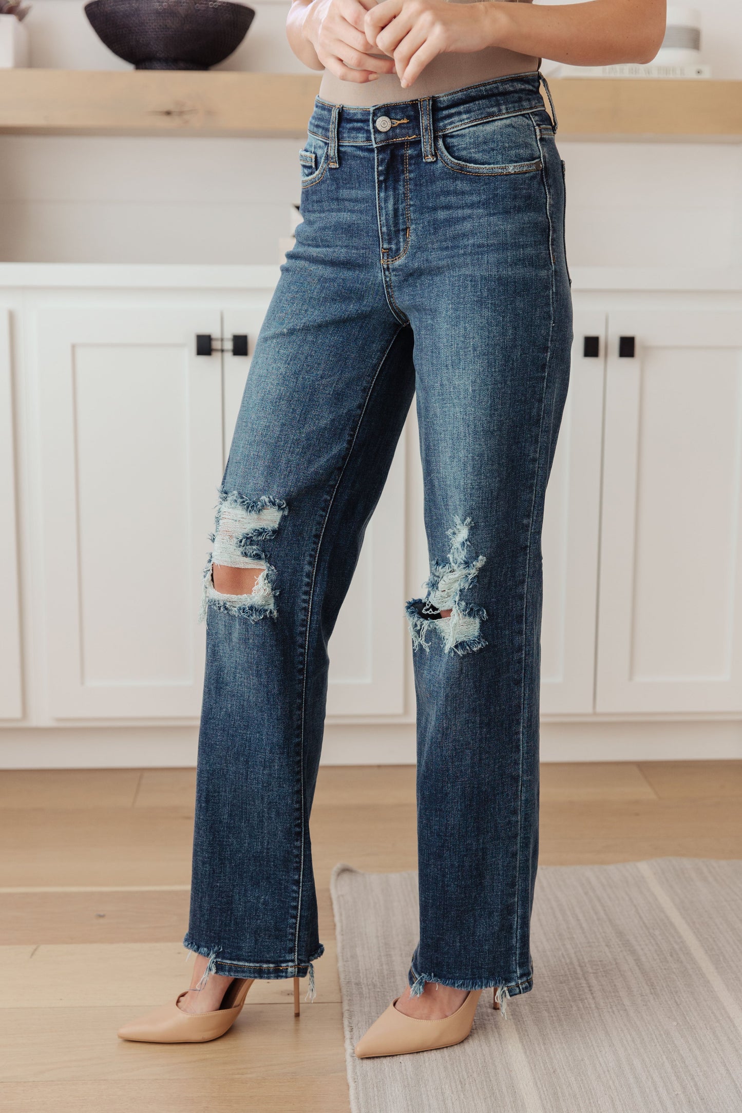 Rose High Rise 90's Straight Jeans in Dark Wash - Hey Hunni LLC