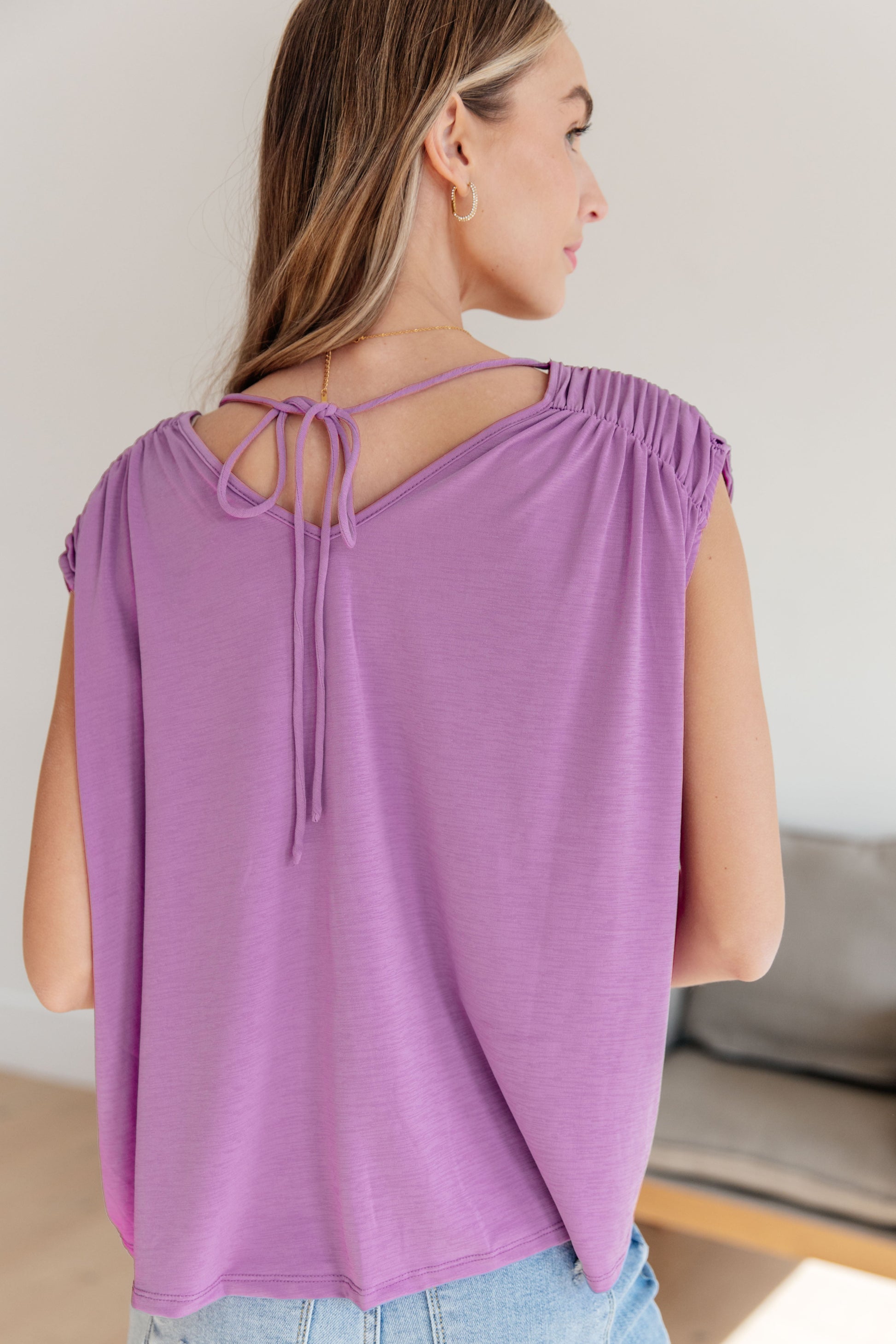 Ruched Cap Sleeve Top in Lavender - Hey Hunni LLC