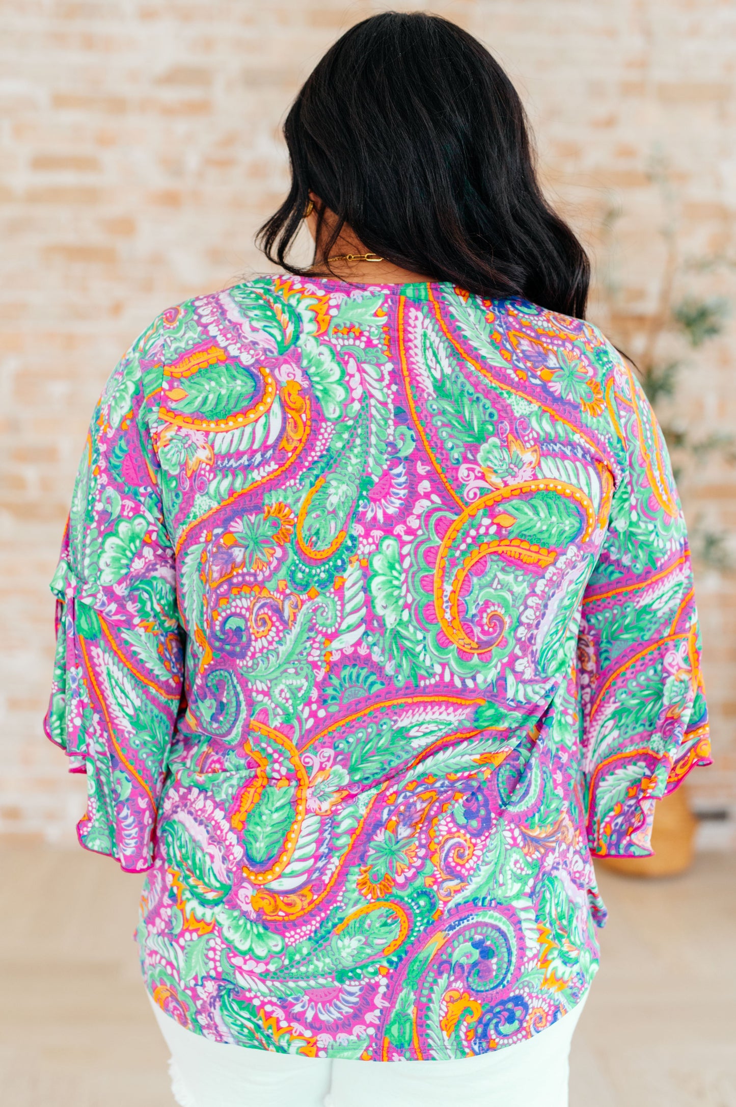 Willow Bell Sleeve Top in Lavender Mint Paisley - Hey Hunni LLC