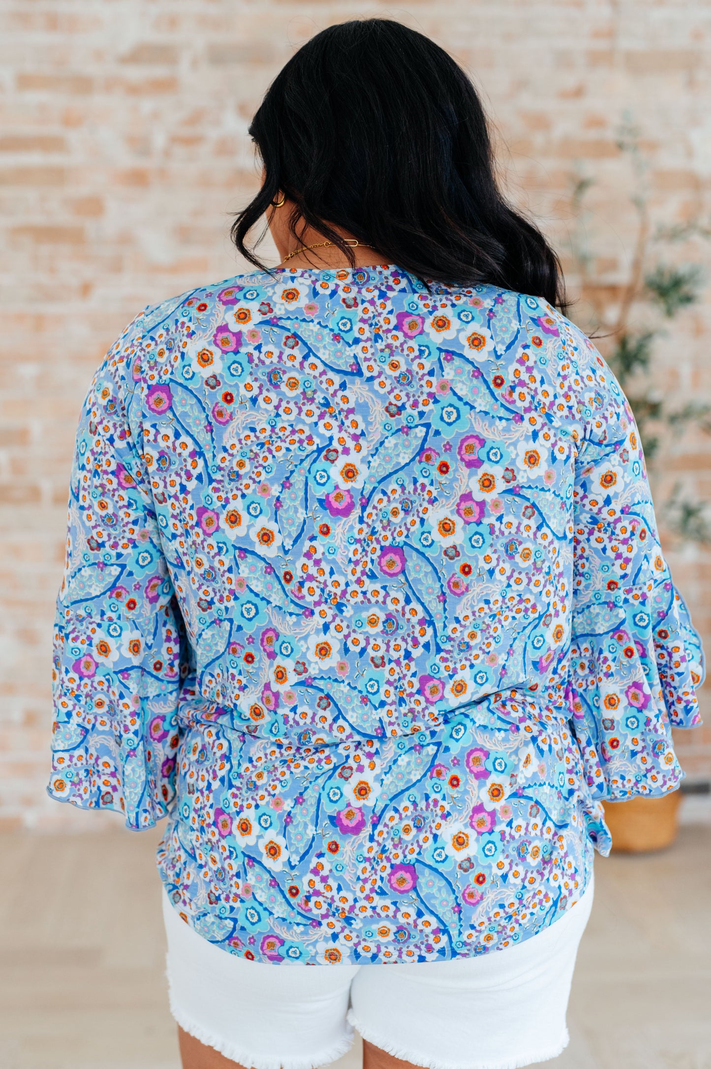 Willow Bell Sleeve Top in Retro Ditsy Floral - Hey Hunni LLC