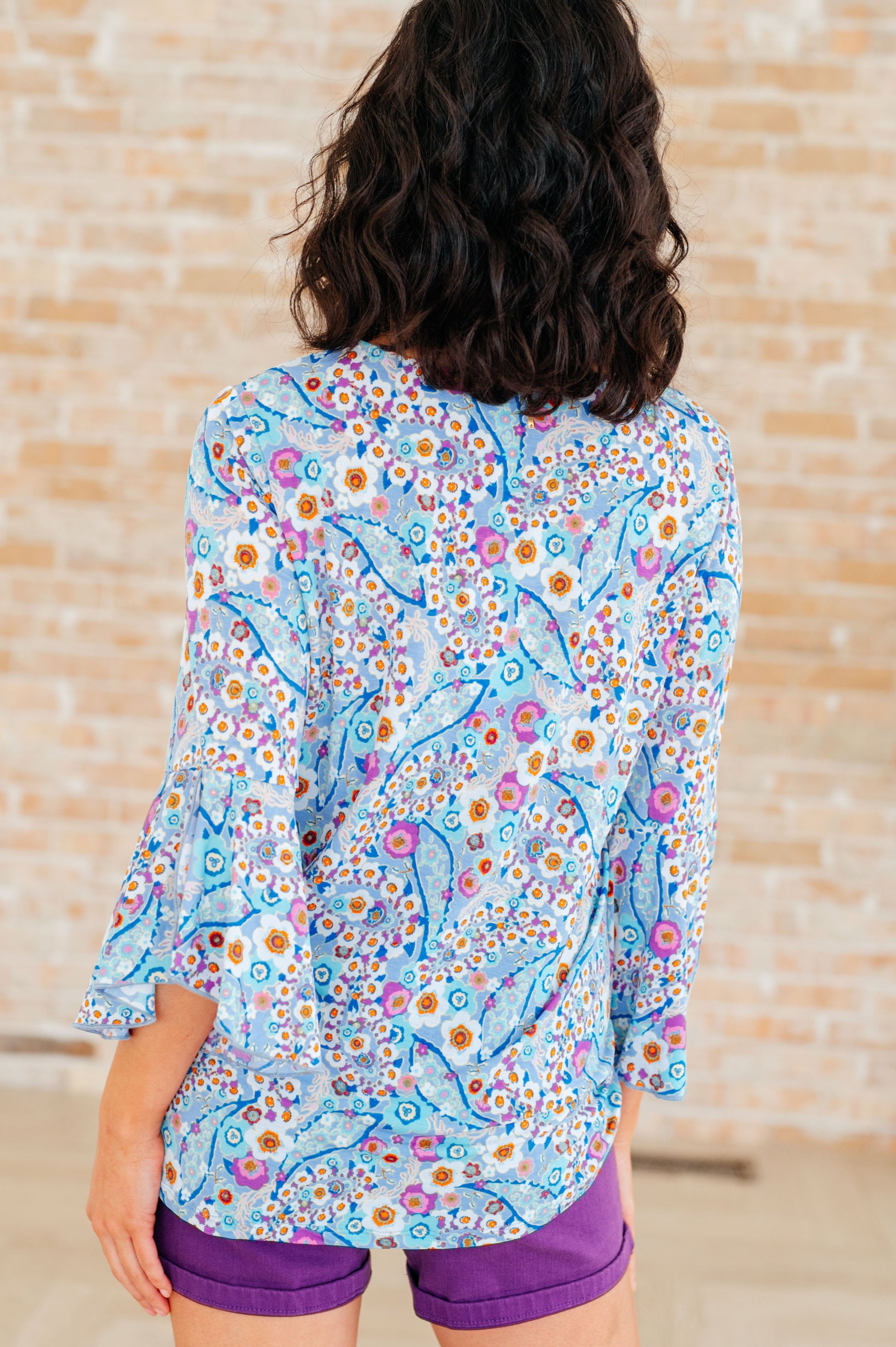 Willow Bell Sleeve Top in Retro Ditsy Floral - Hey Hunni LLC