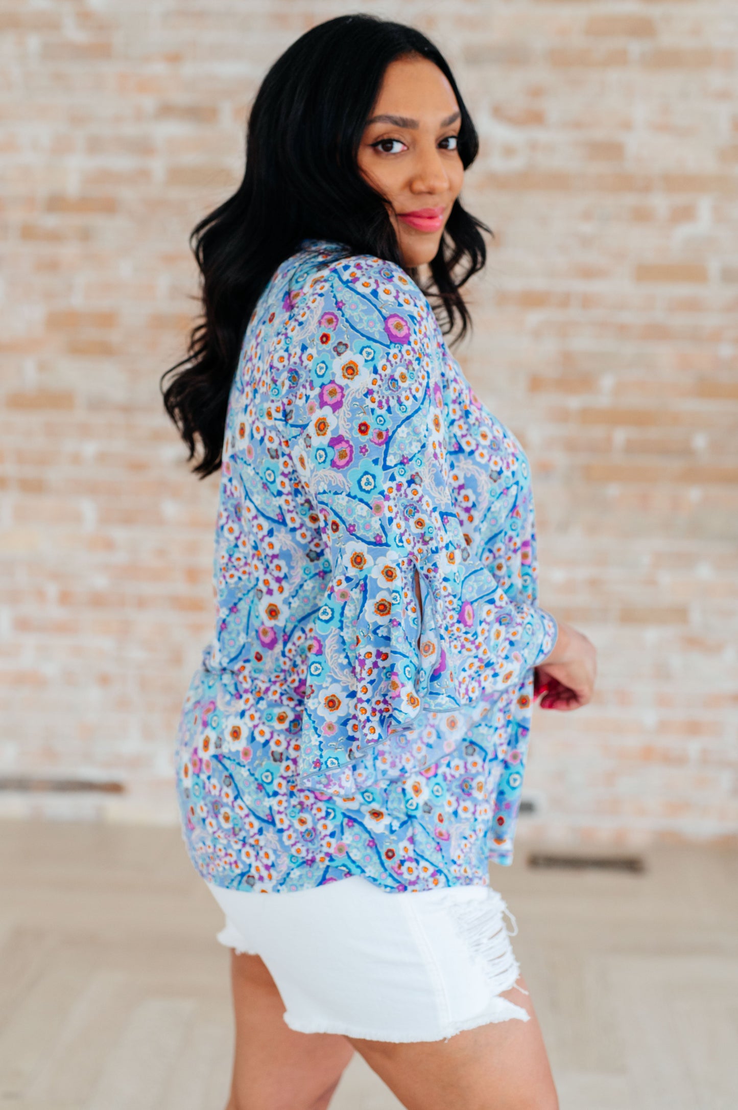 Willow Bell Sleeve Top in Retro Ditsy Floral - Hey Hunni LLC