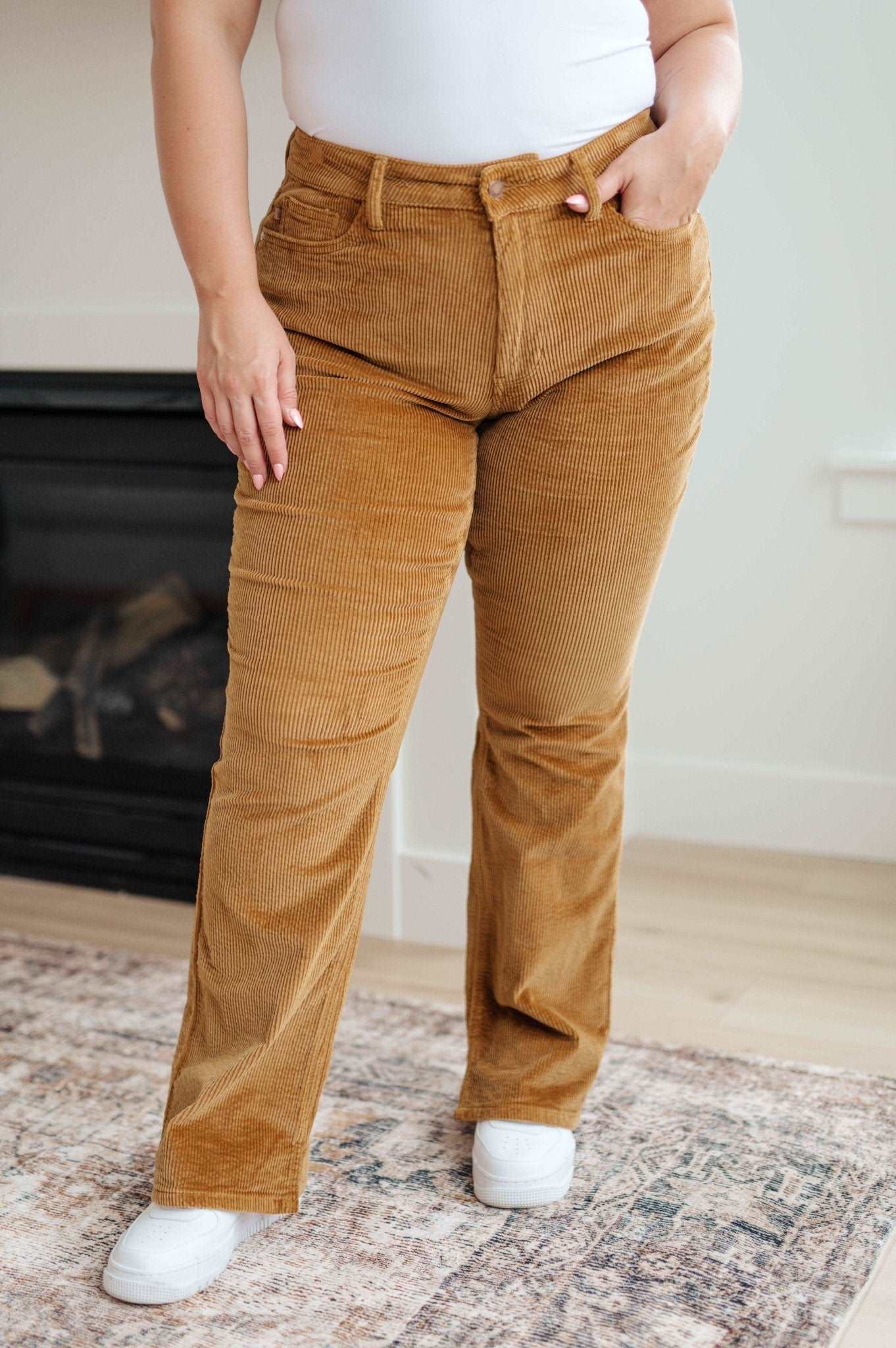 Cordelia Bootcut Corduroy Pants in Camel - Hey Hunni LLC