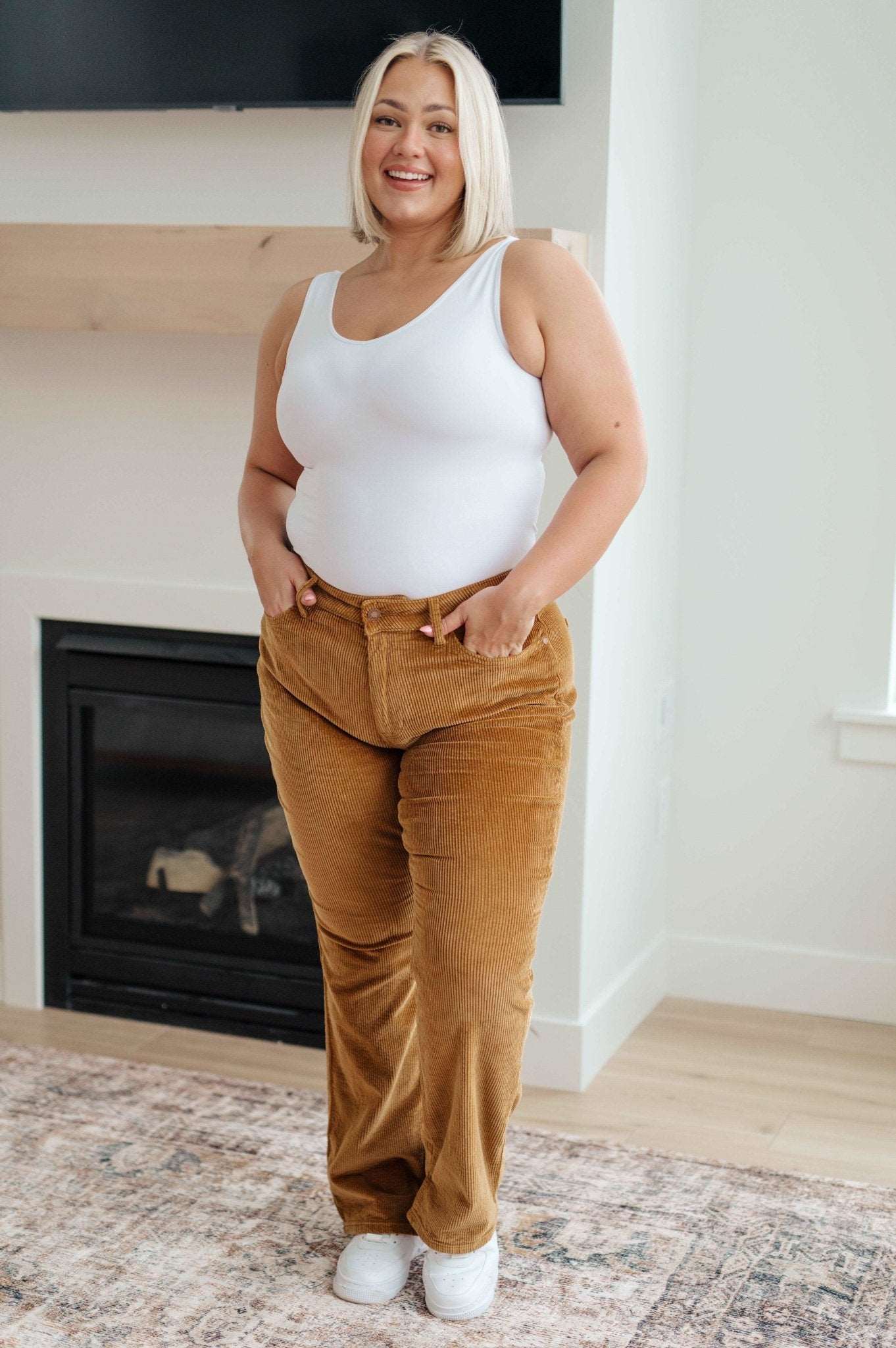 Cordelia Bootcut Corduroy Pants in Camel - Hey Hunni LLC