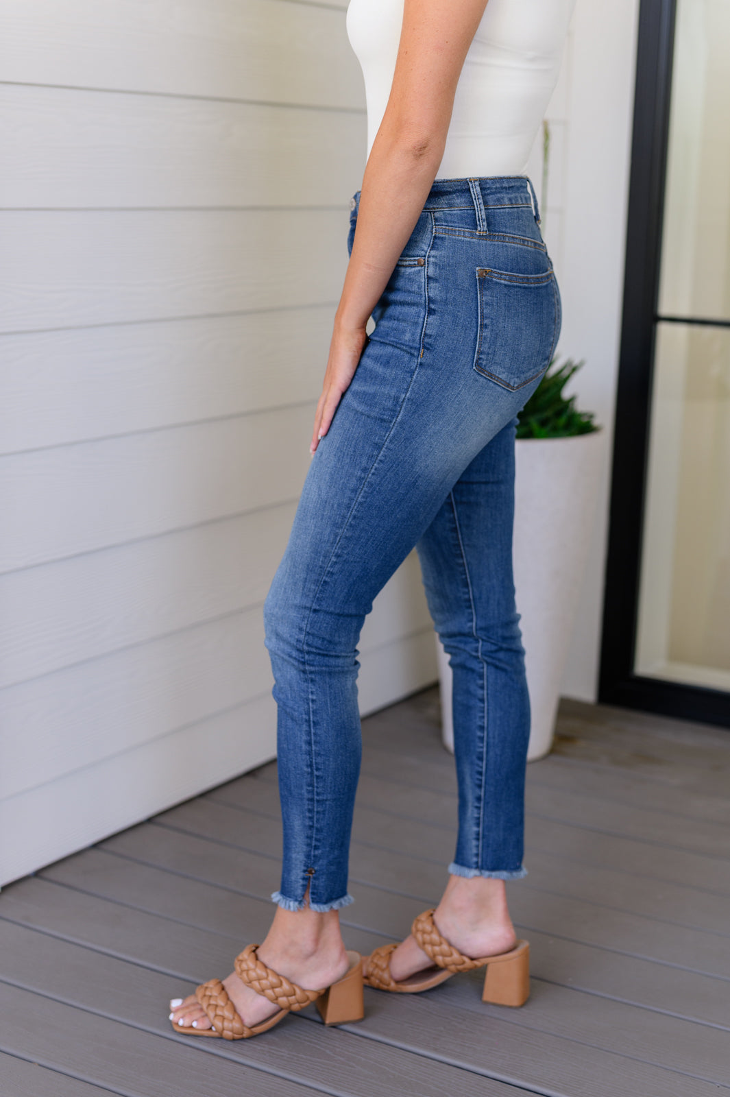 Amy High Rise Control Top Side Slit Skinny Jeans - Hey Hunni LLC