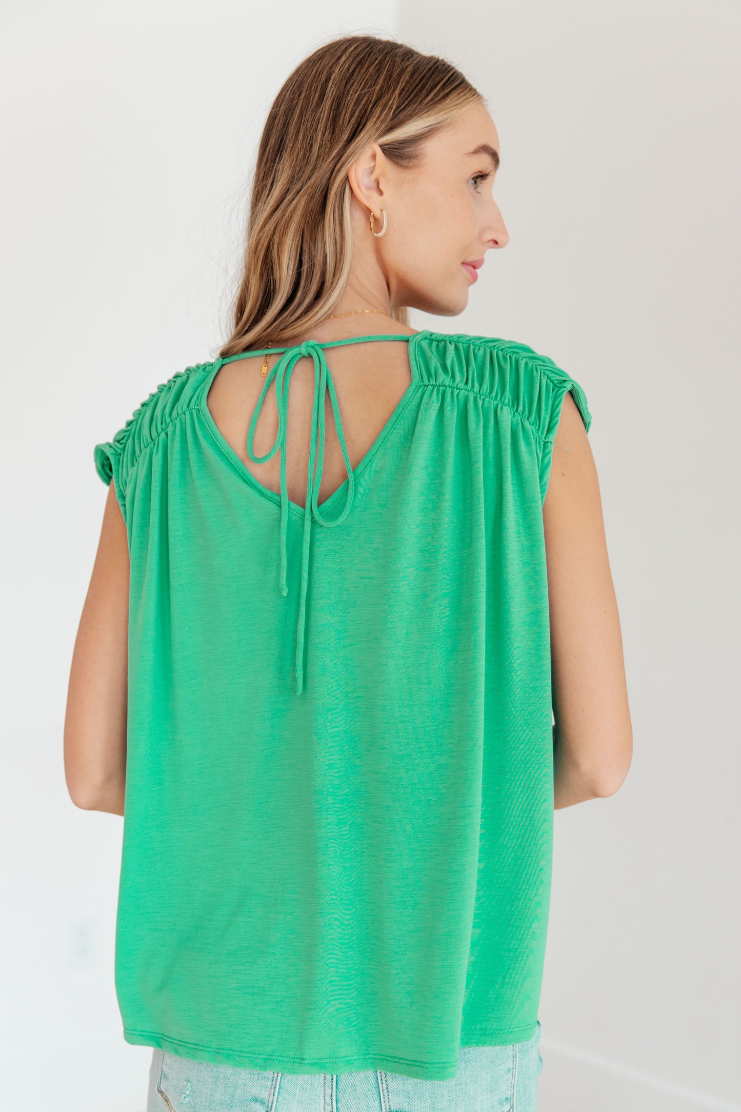 Ruched Cap Sleeve Top in Emerald - Hey Hunni LLC