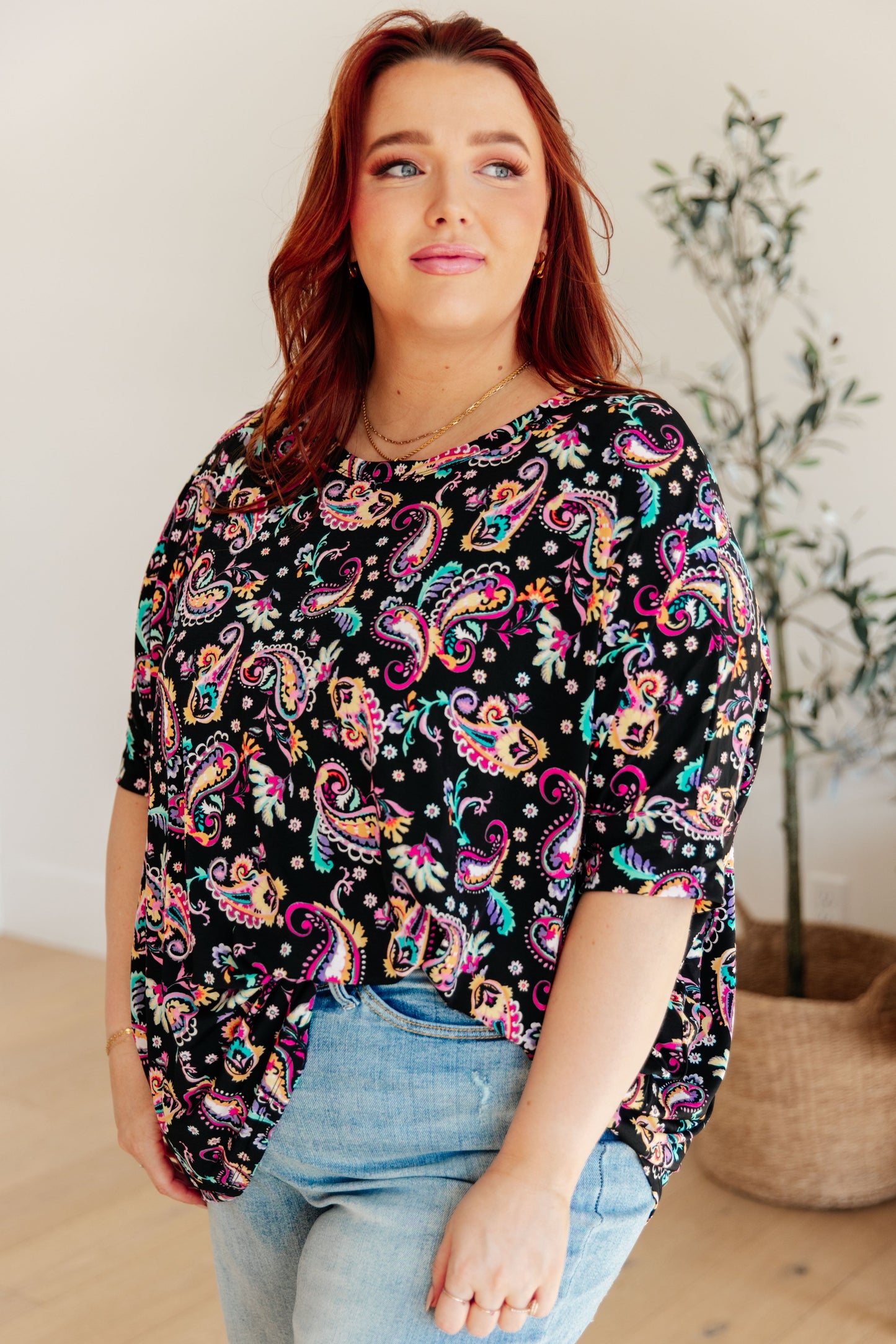 Essential Blouse in Black and Pink Paisley - Hey Hunni LLC