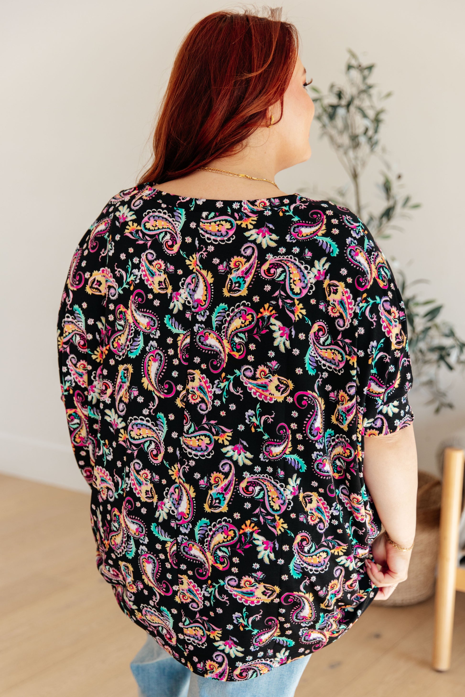 Essential Blouse in Black and Pink Paisley - Hey Hunni LLC