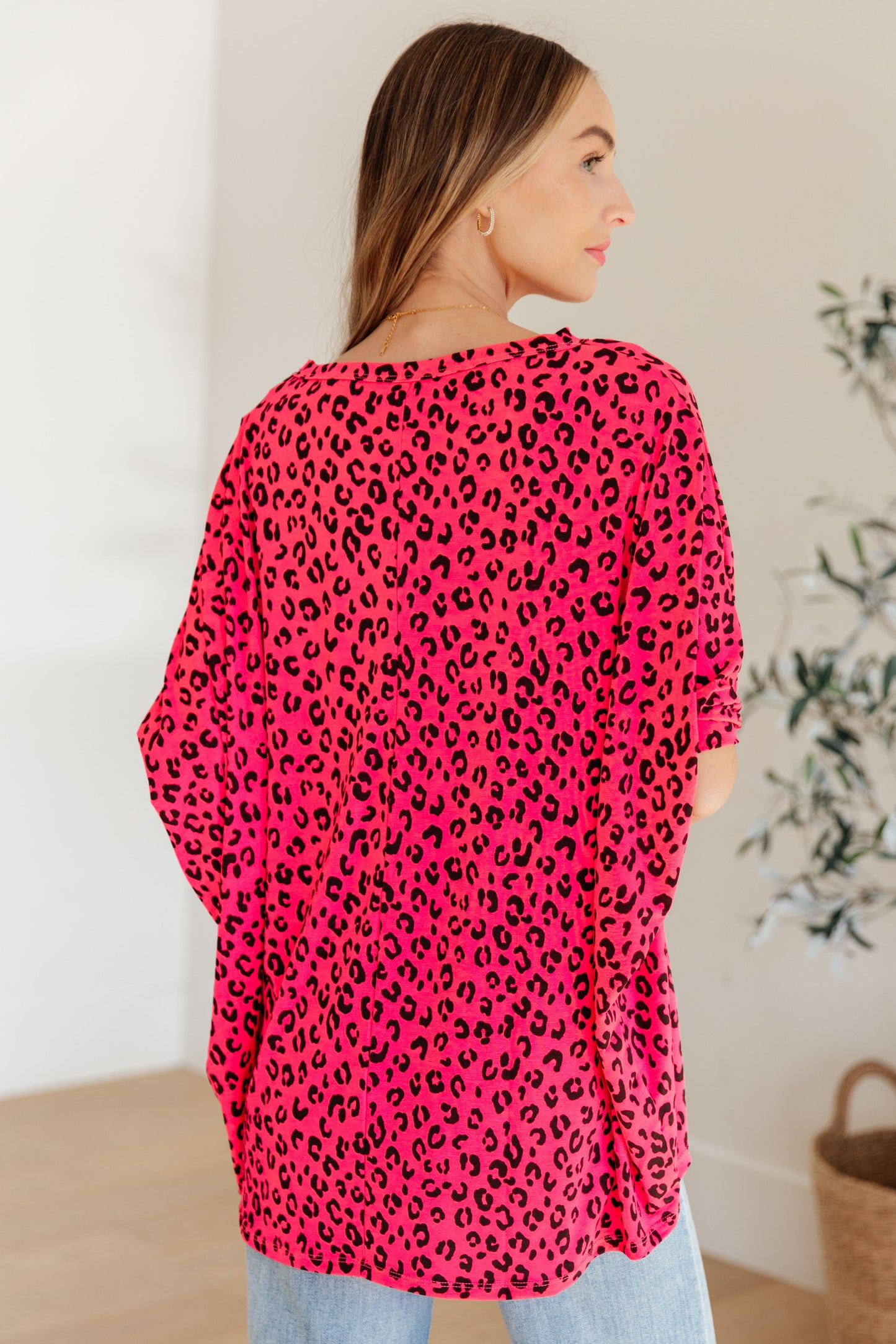 Essential Blouse in Hot Pink Leopard - Hey Hunni LLC