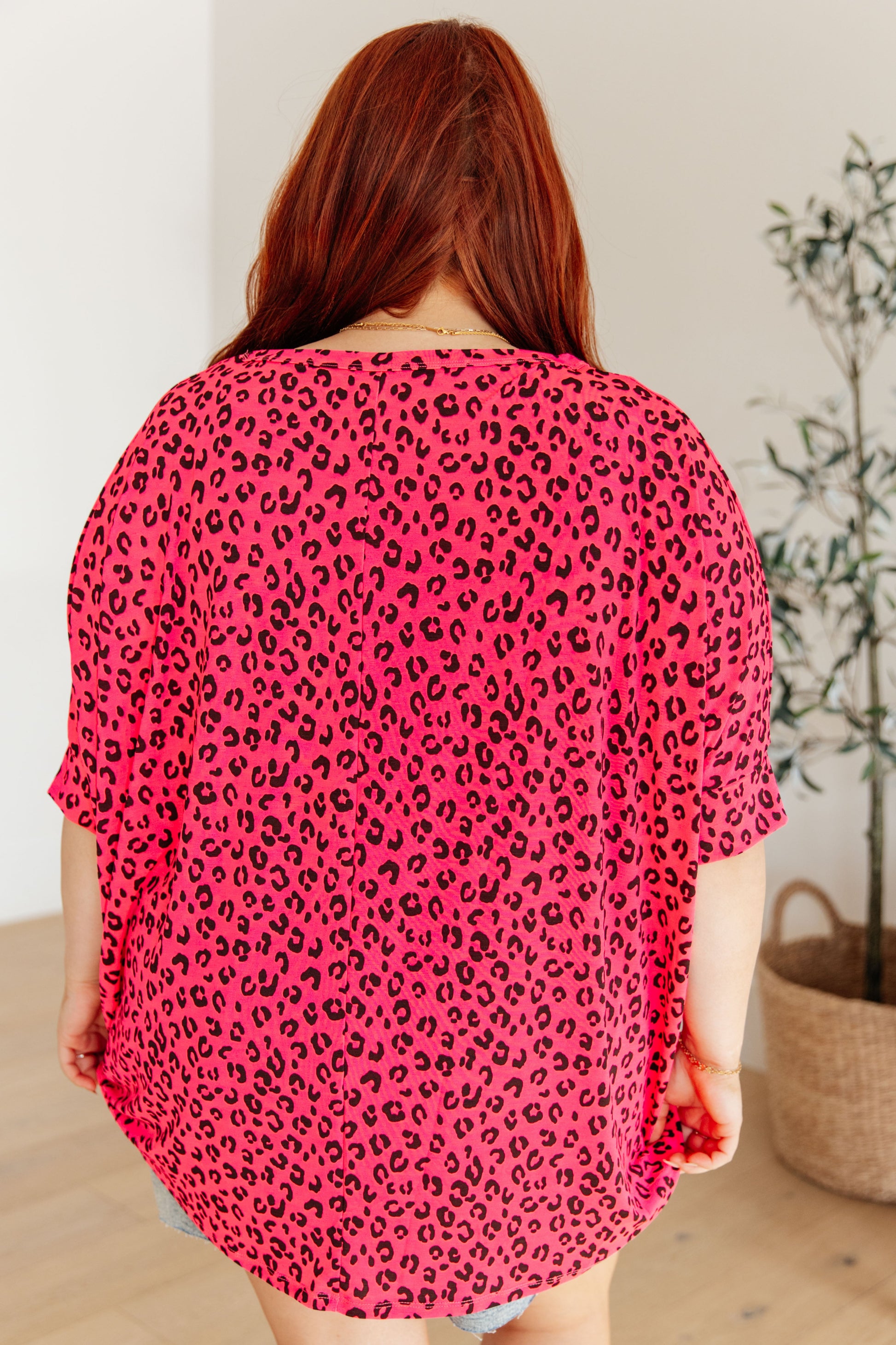 Essential Blouse in Hot Pink Leopard - Hey Hunni LLC