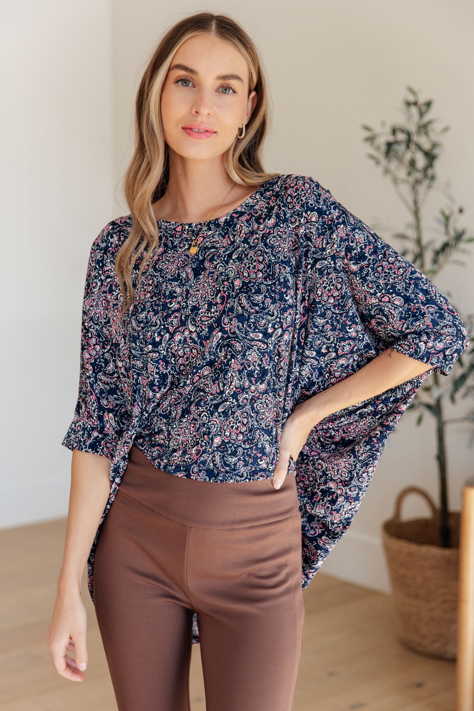 Essential Blouse in Navy Paisley - Hey Hunni LLC