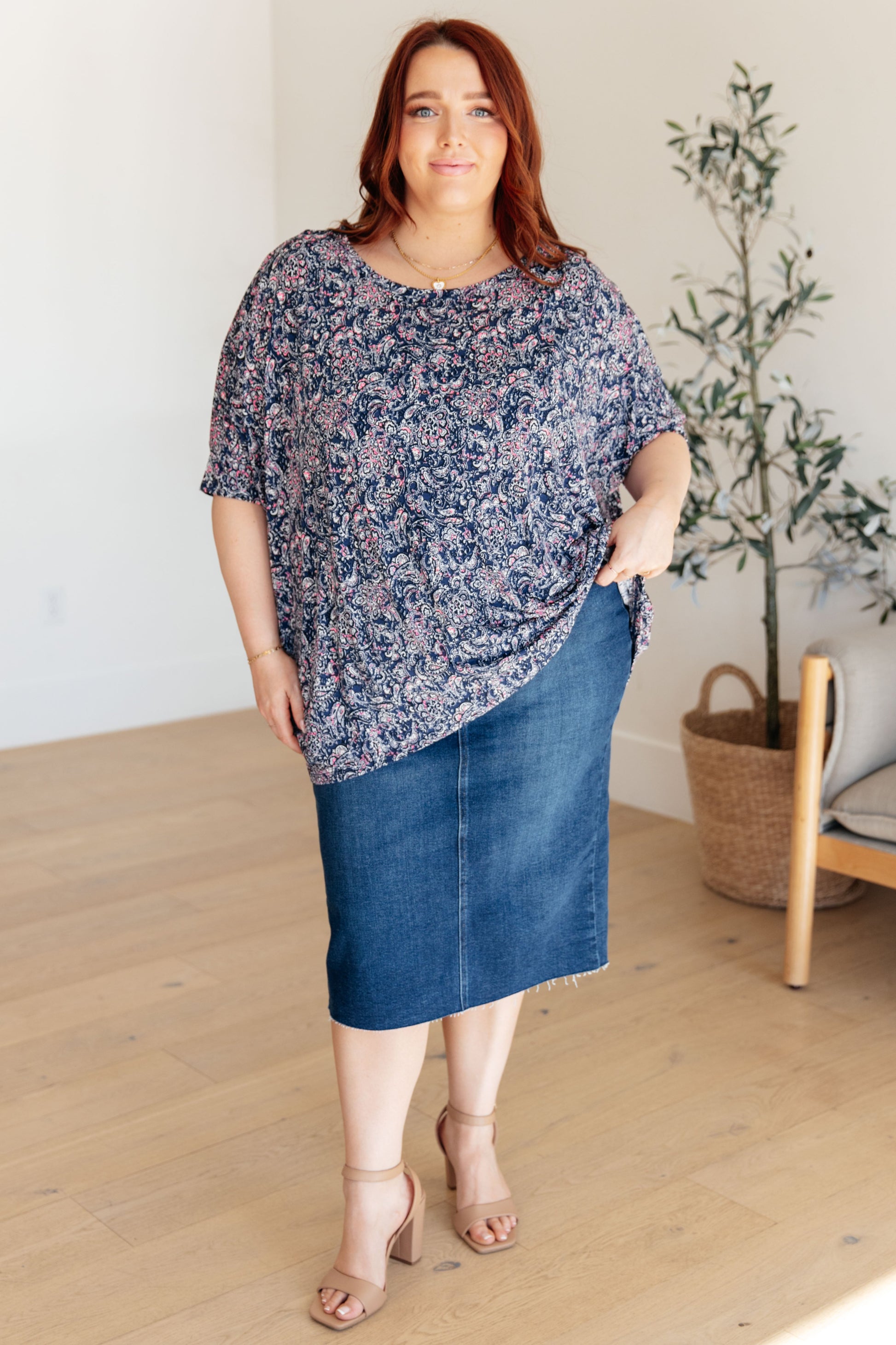 Essential Blouse in Navy Paisley - Hey Hunni LLC