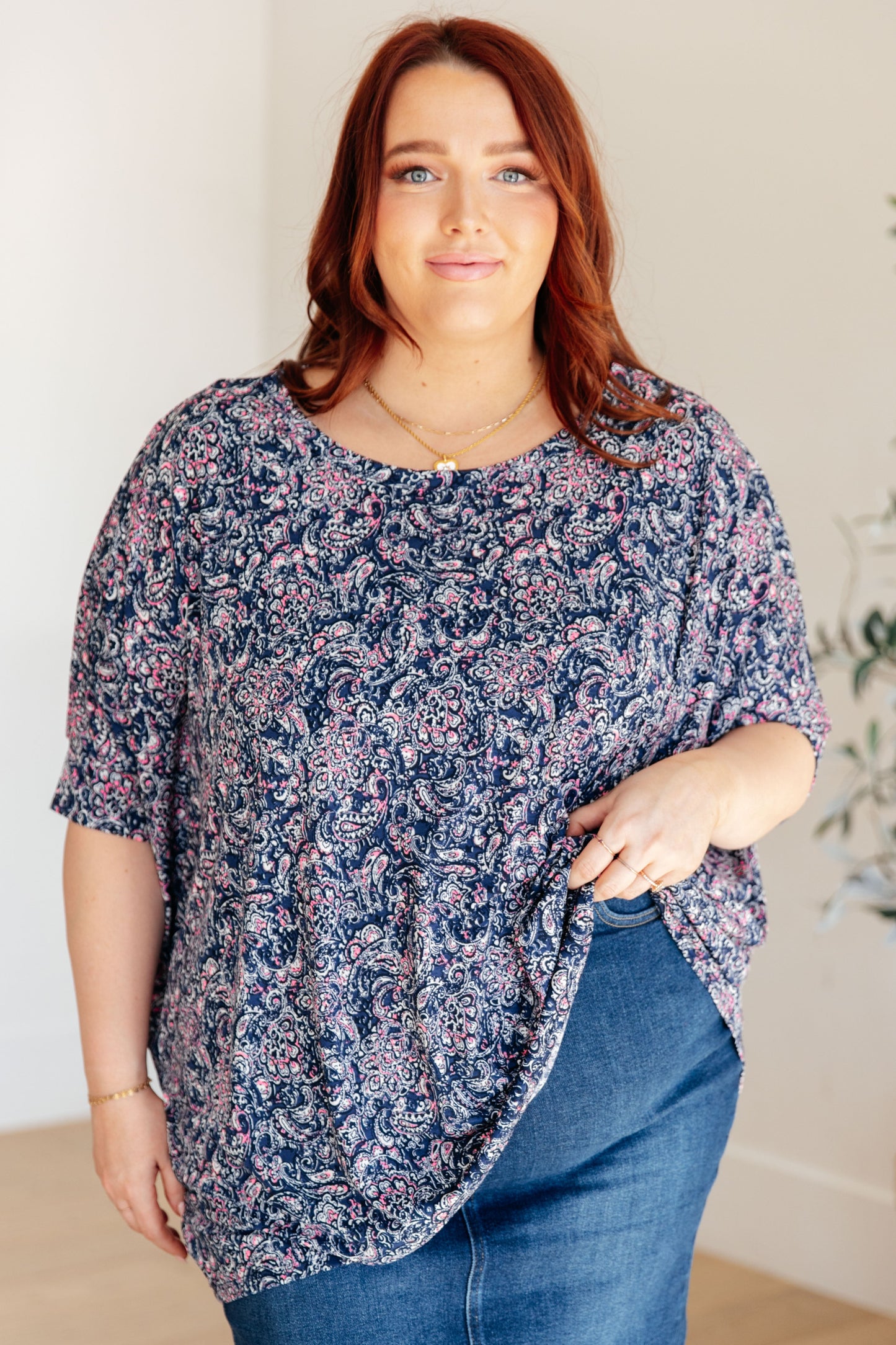 Essential Blouse in Navy Paisley - Hey Hunni LLC