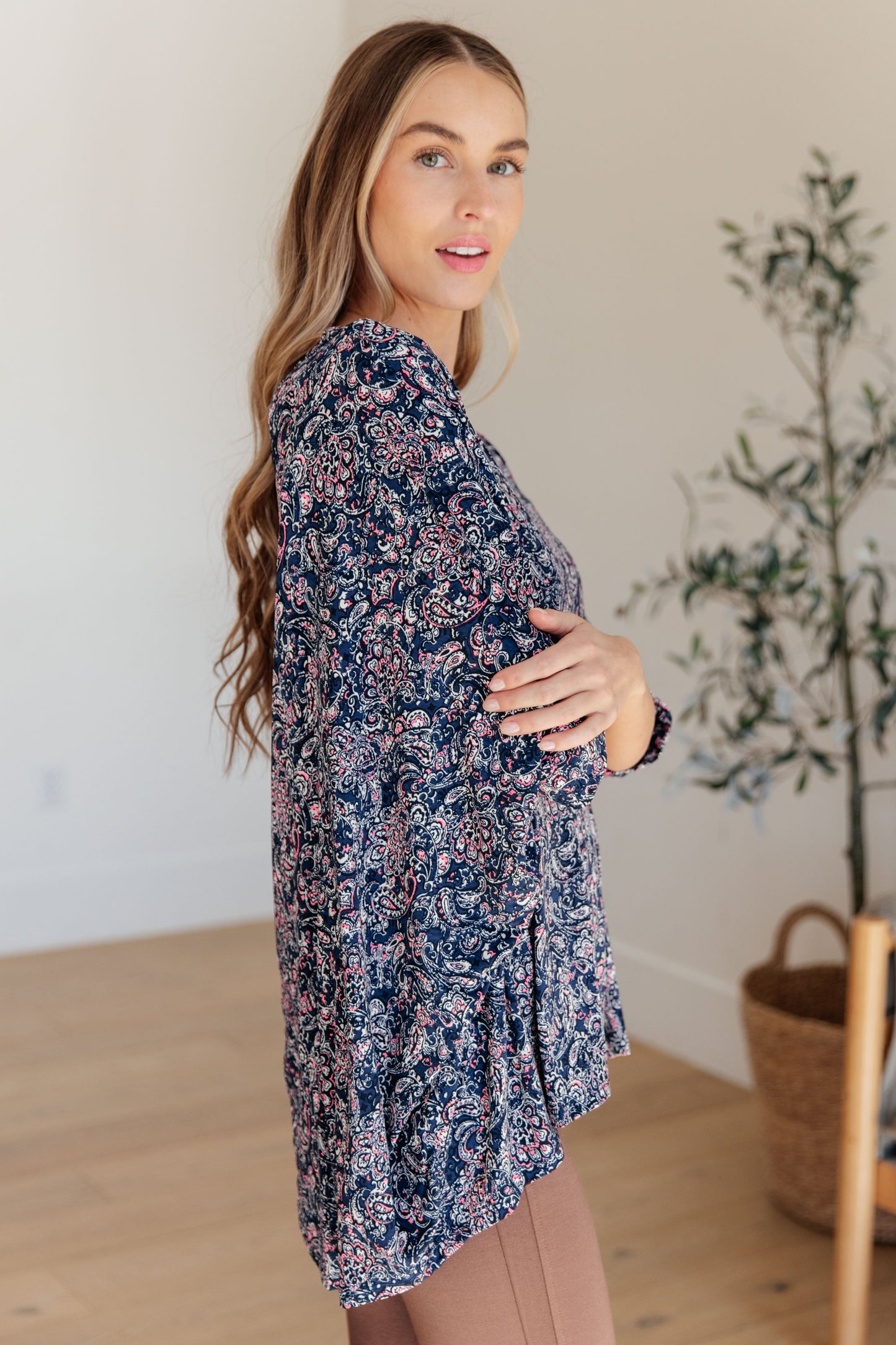 Essential Blouse in Navy Paisley - Hey Hunni LLC