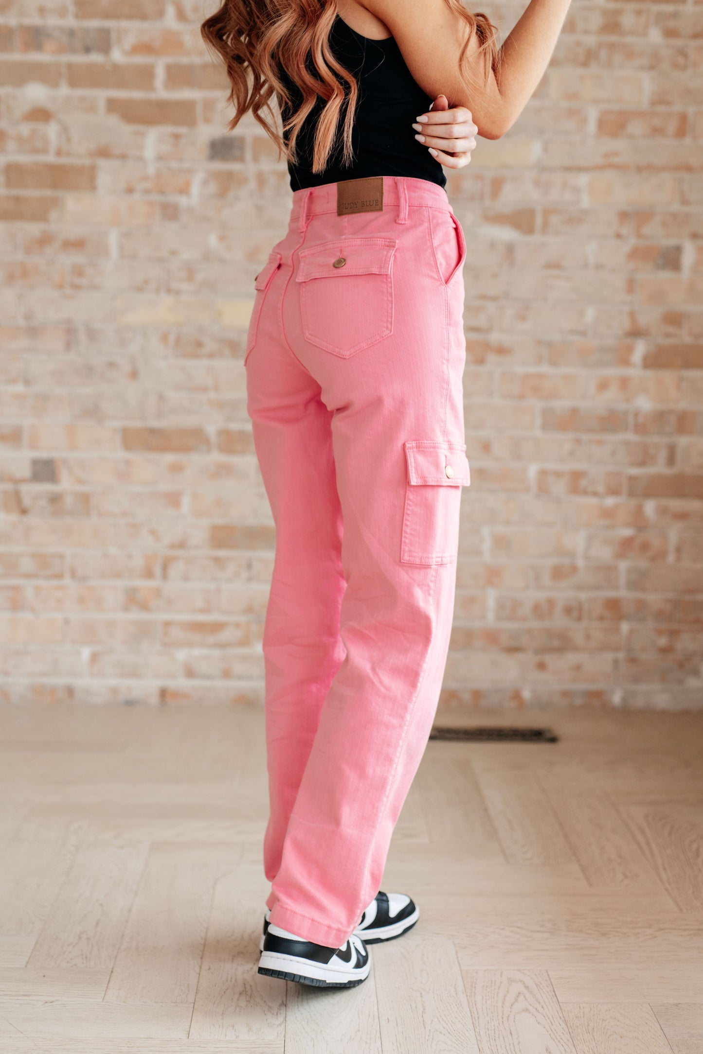 Peggy High Rise Cargo Straight Jeans in Pink - Hey Hunni LLC