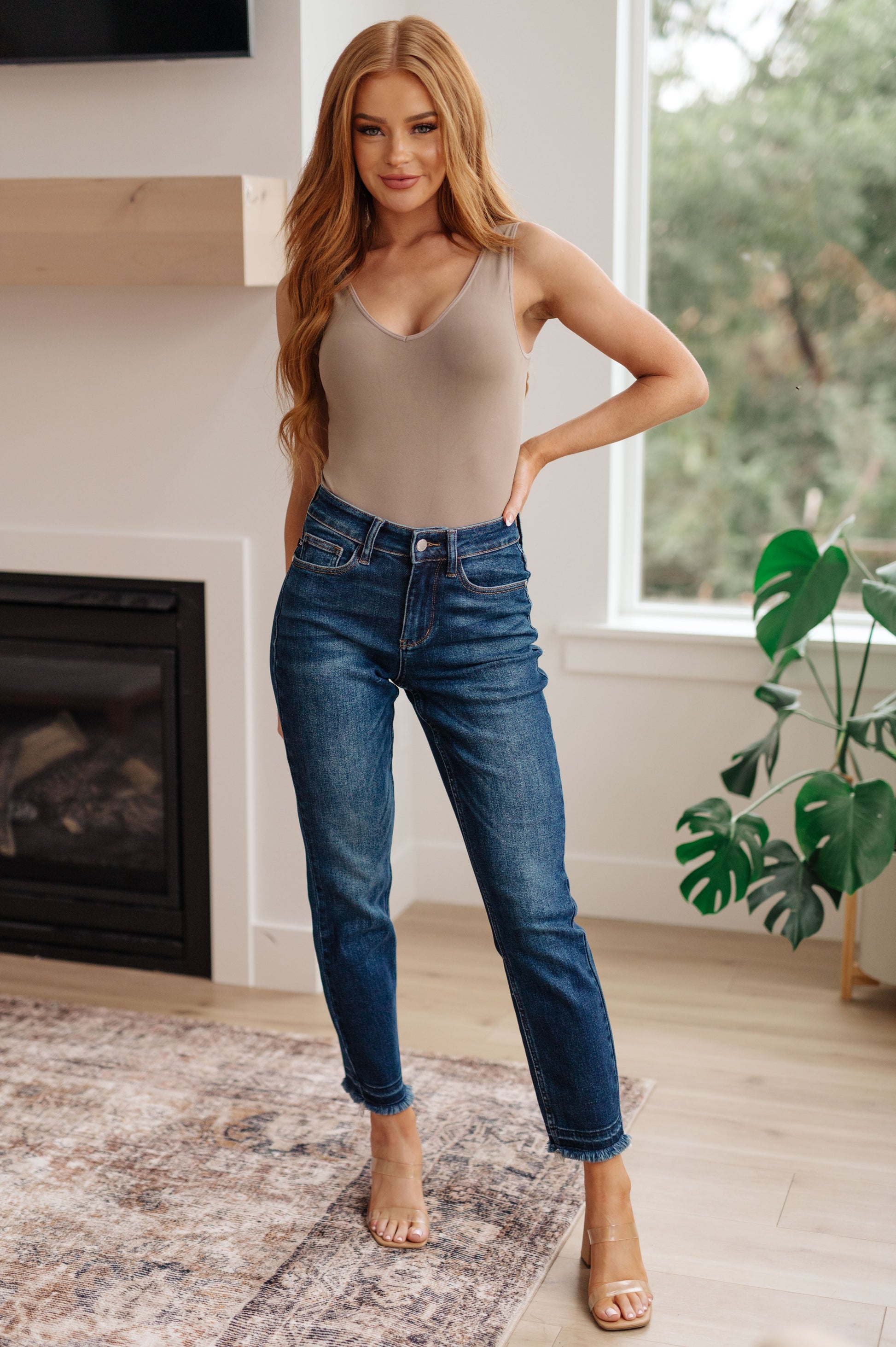 Phillipa High Rise Release Hem Slim Jeans - Hey Hunni LLC