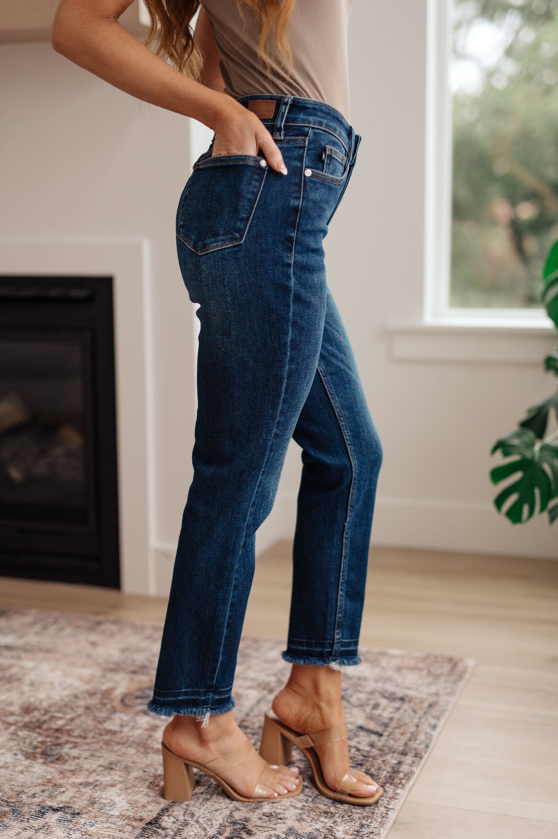 Phillipa High Rise Release Hem Slim Jeans - Hey Hunni LLC