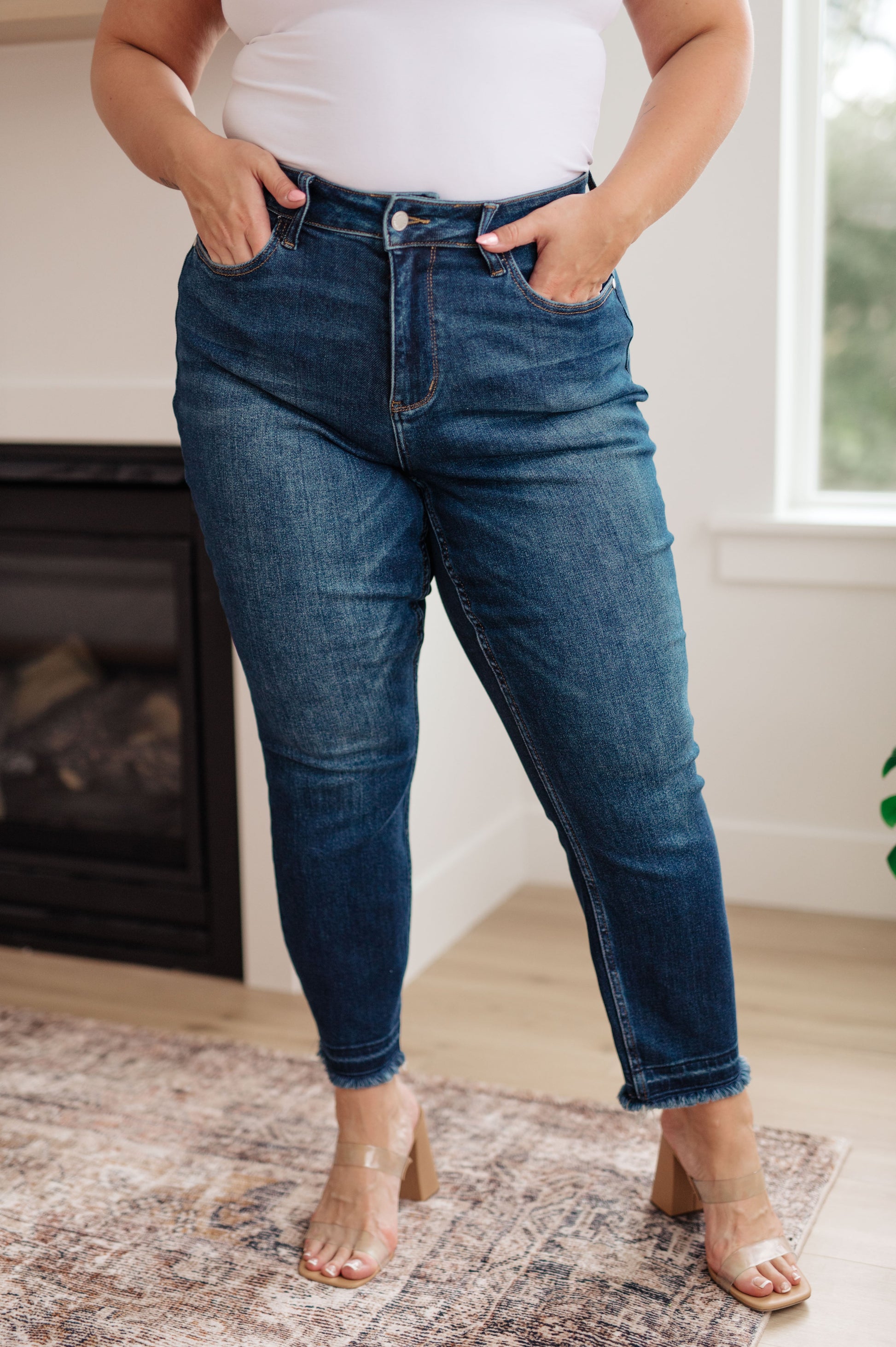 Phillipa High Rise Release Hem Slim Jeans - Hey Hunni LLC