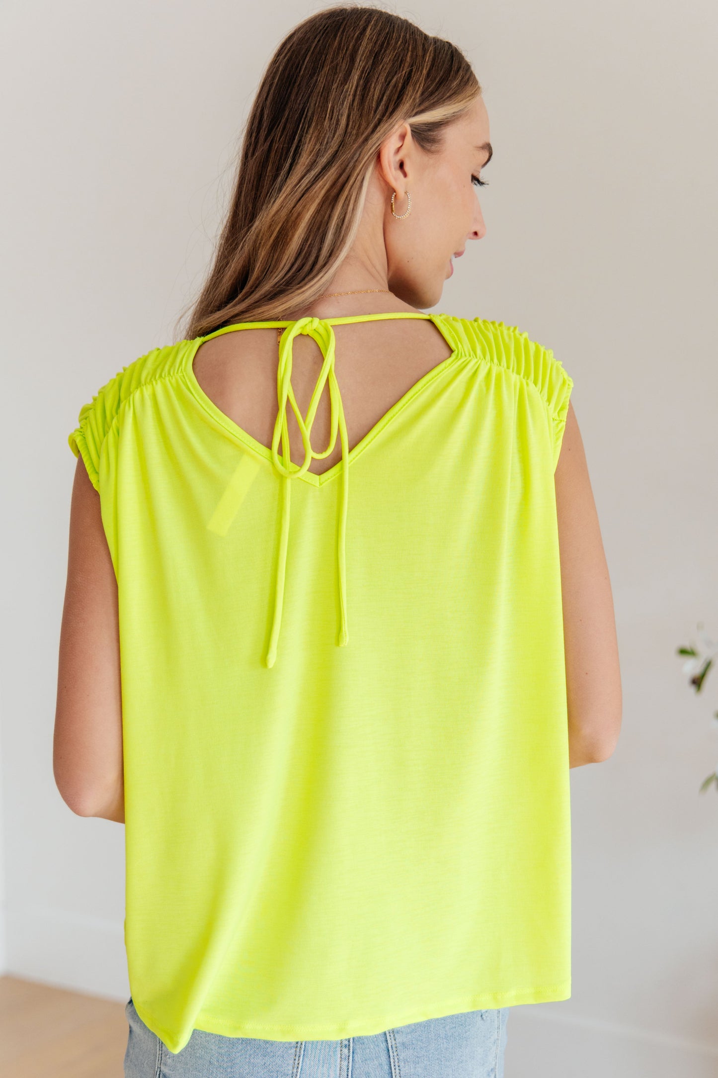 Ruched Cap Sleeve Top in Neon Green - Hey Hunni LLC