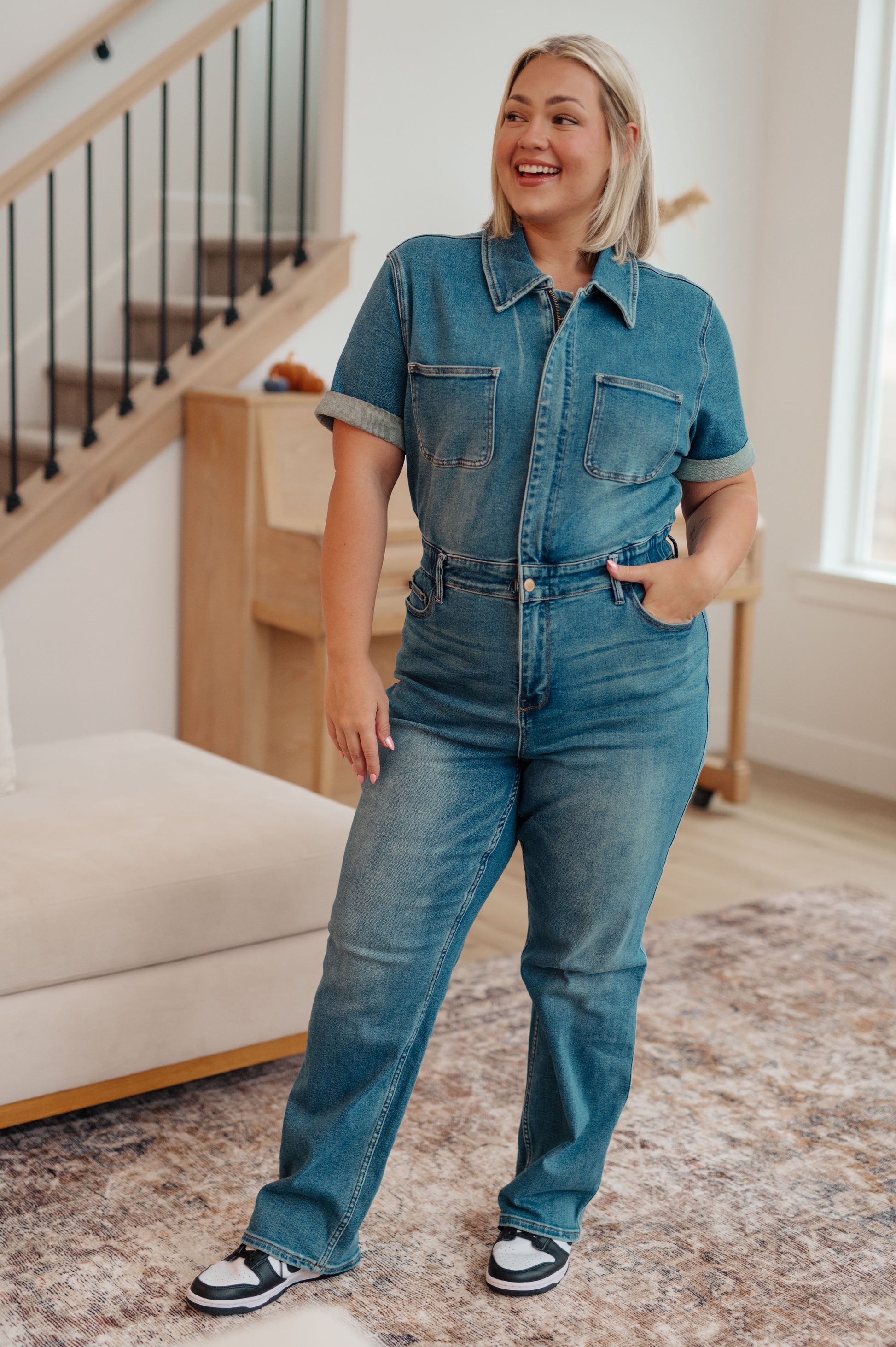 Sylvia Short Sleeve Denim Jumpsuit - Hey Hunni LLC