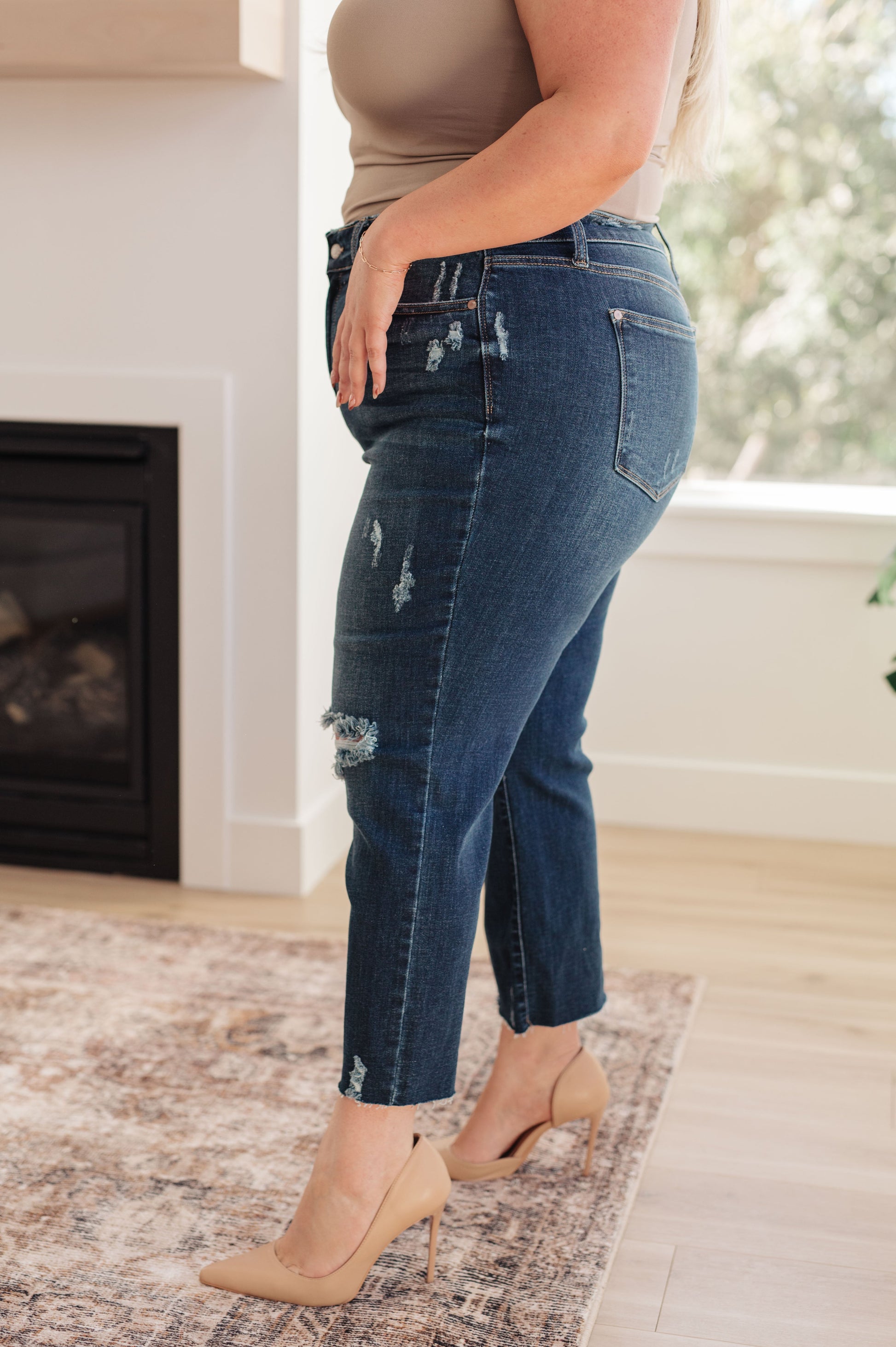 Whitney High Rise Distressed Wide Leg Crop Jeans - Hey Hunni LLC