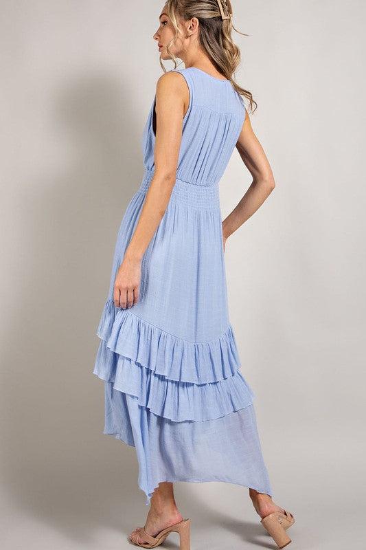 Angela V Neck Ruffle Maxi Dress - Hey Hunni LLC