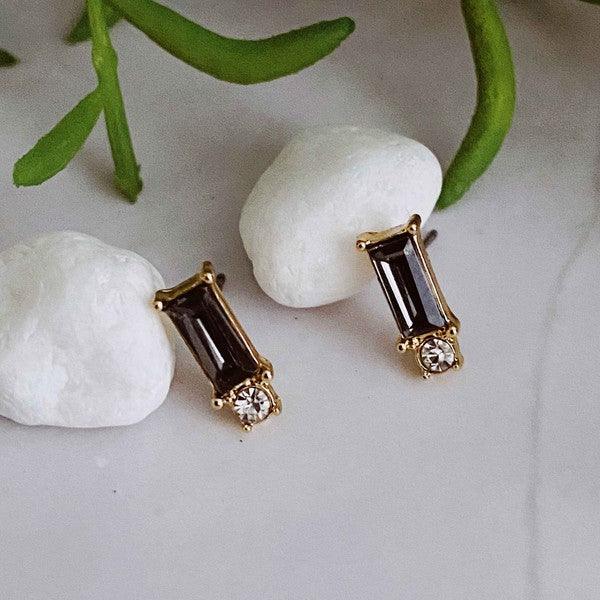 Baguette Cut Stone Stud Earrings - Hey Hunni LLC