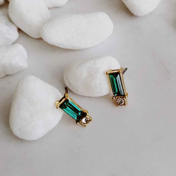 Baguette Cut Stone Stud Earrings - Hey Hunni LLC