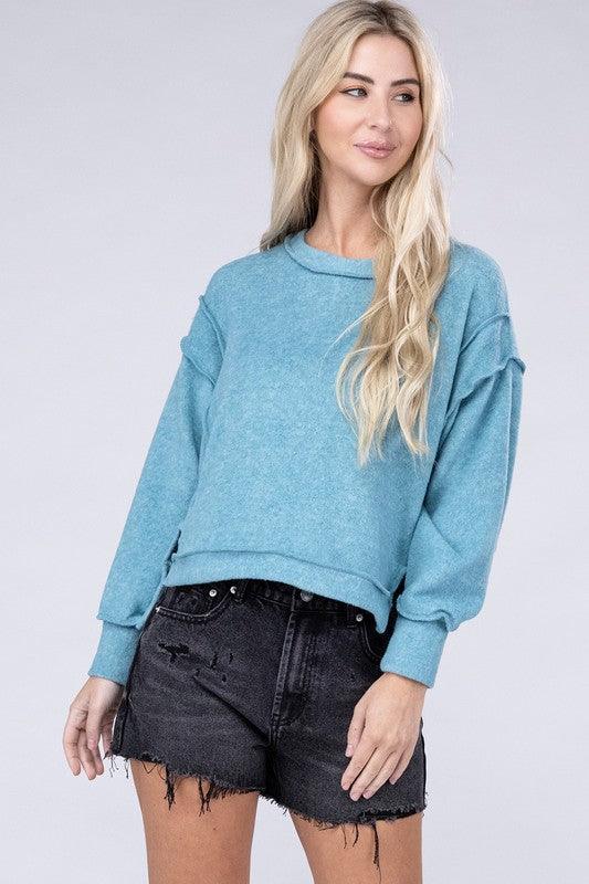 Brushed Melange Hacci Oversized Sweater - Hey Hunni LLC