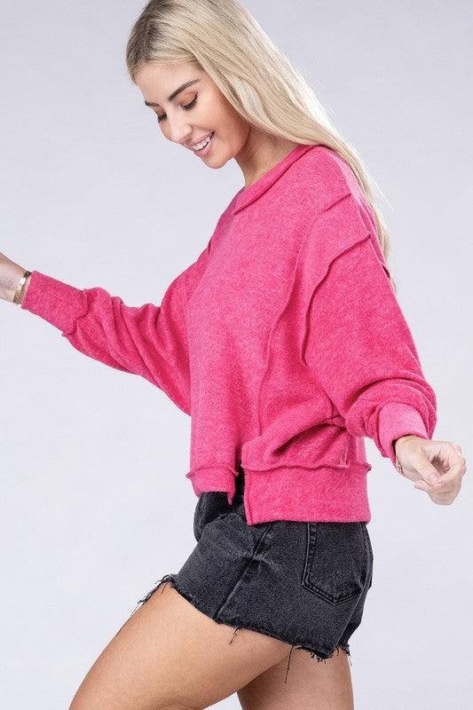 Brushed Melange Hacci Oversized Sweater - Hey Hunni LLC