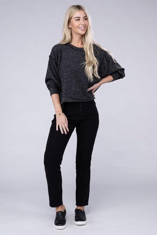 Brushed Melange Hacci Oversized Sweater - Hey Hunni LLC