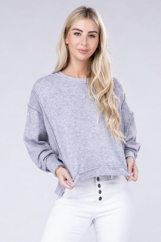 Brushed Melange Hacci Oversized Sweater - Hey Hunni LLC