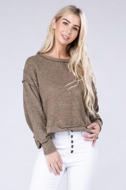 Brushed Melange Hacci Oversized Sweater - Hey Hunni LLC