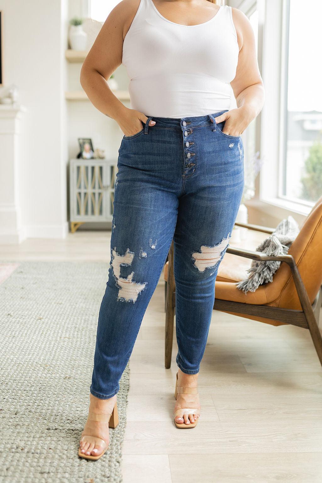 Colt High Rise Button Fly Distressed Boyfriend Jeans - Hey Hunni LLC